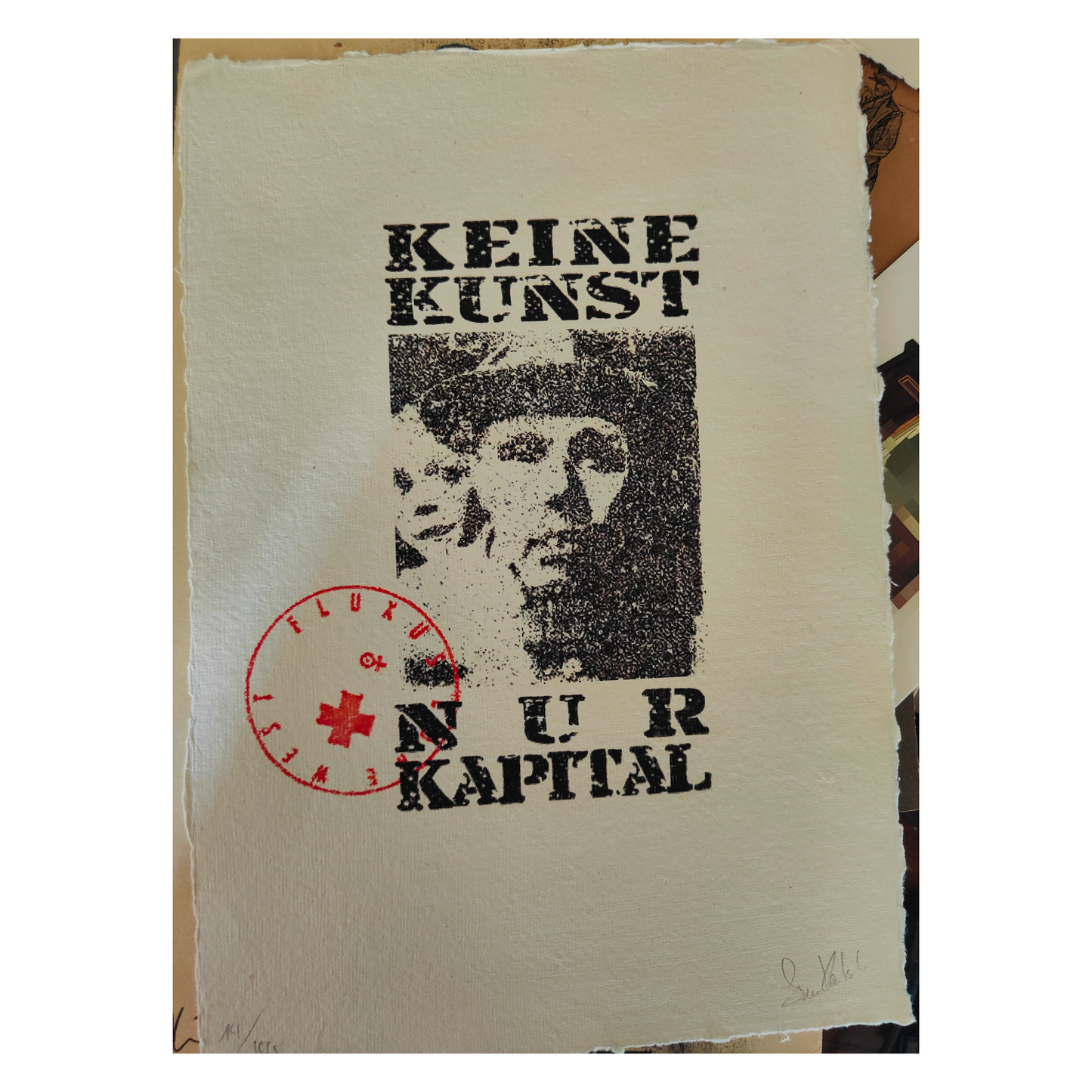 Keine Kunst nur Kapital lithographie Sam Kautsch édition 14/150 critique sociale art contemporain expression graphique
