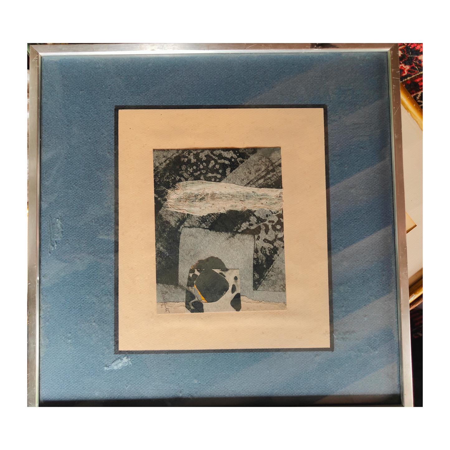 Composition collage mixte Jack Clemente art contemporain 1961 13x16 cm 80 euros