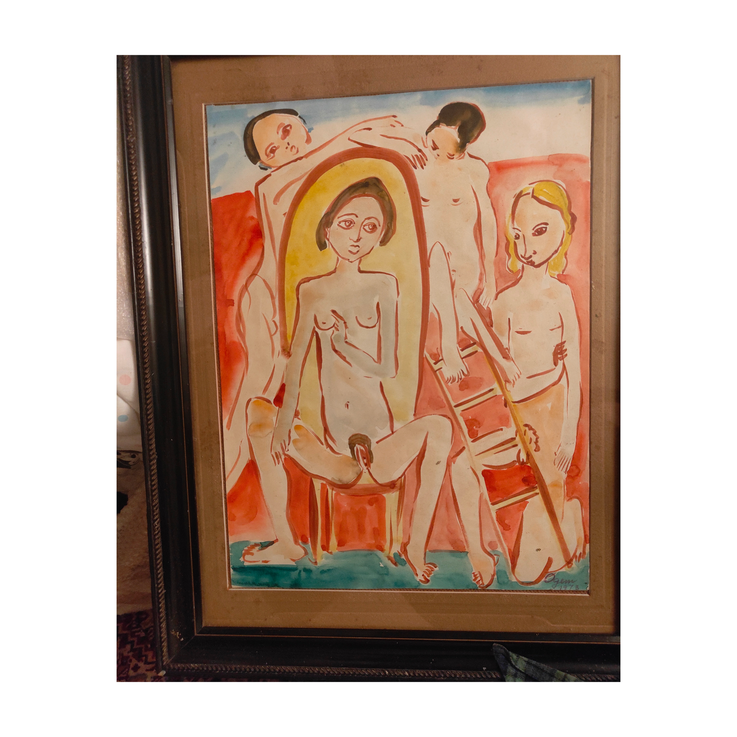 Nu Exposé aquarelle Gertrud Ogem nu artistique art allemand Berlin Göttingen 1919-1985 54x42 cm 350 euros