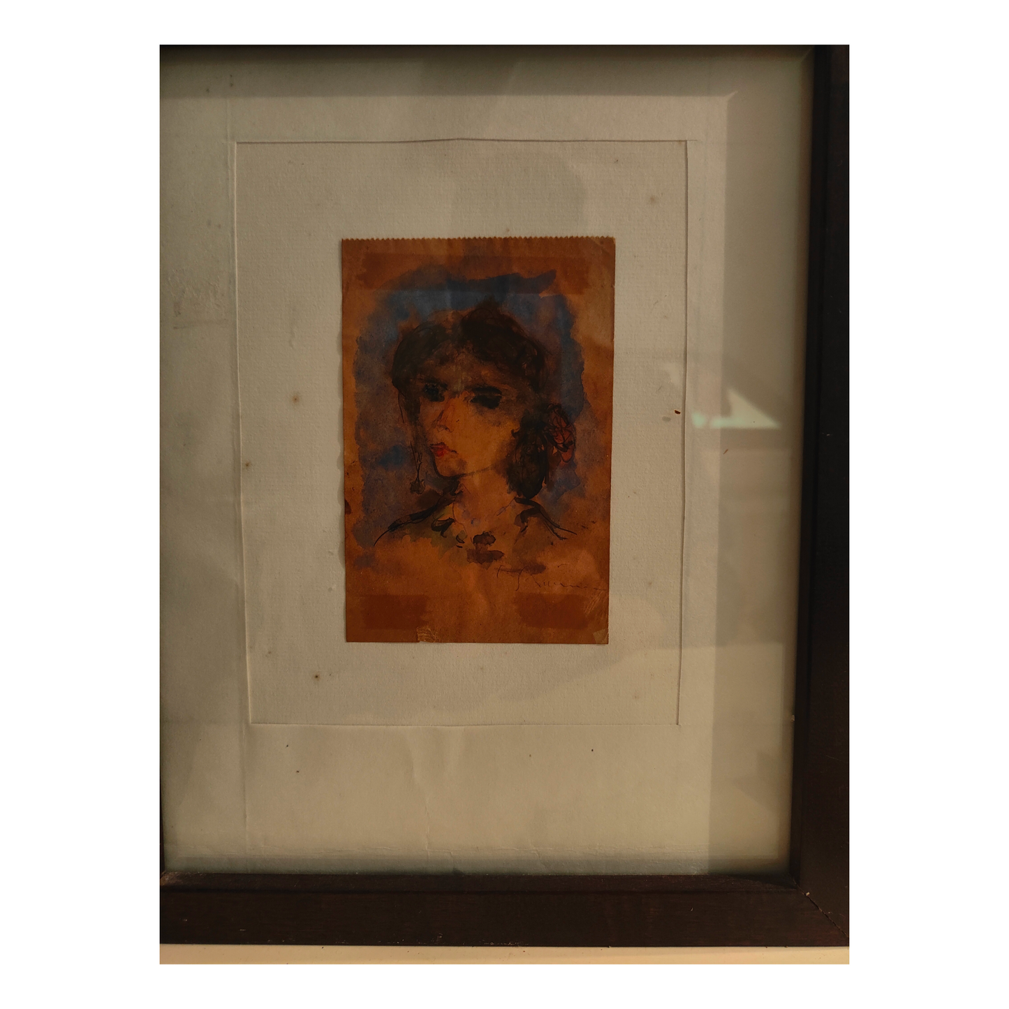 Portrait de Femme aquarelle Max Schwimmer portrait féminin art moderne allemand authentique