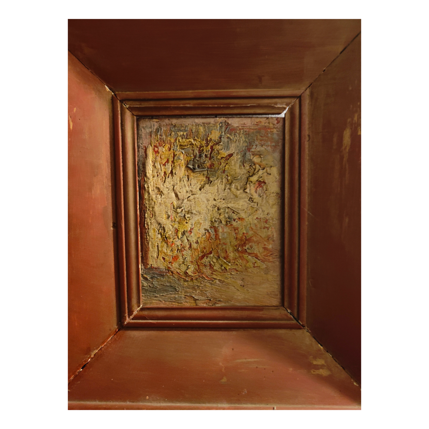 Le Feu huile sur panneau Alcide Le Beau scène domestique art français 28x32 cm 600 euros