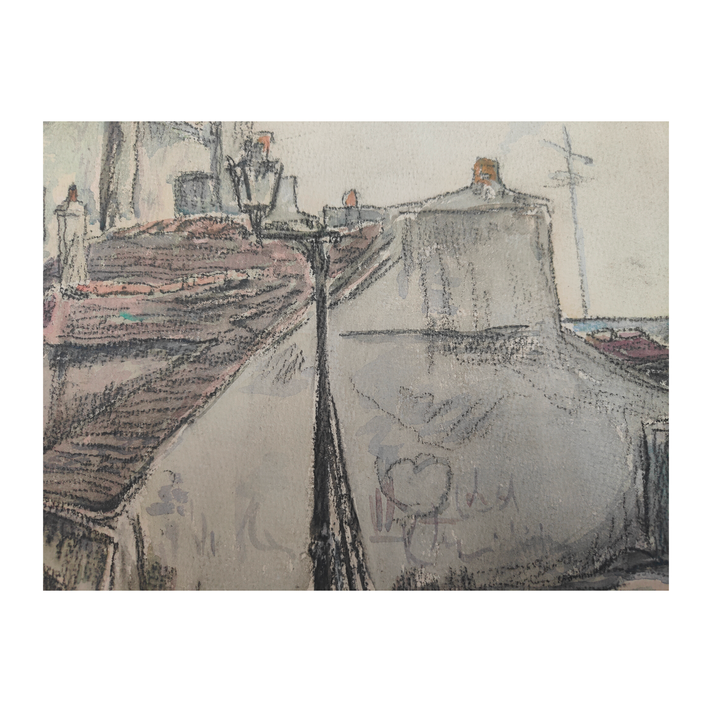 La Maison de Mimi Pinson à Montmartre par Saül Yaffie, aquarelle sur carton fort signée, titrée et datée 1923, vue d’une maison de Montmartre, format 52 x 35 cm.