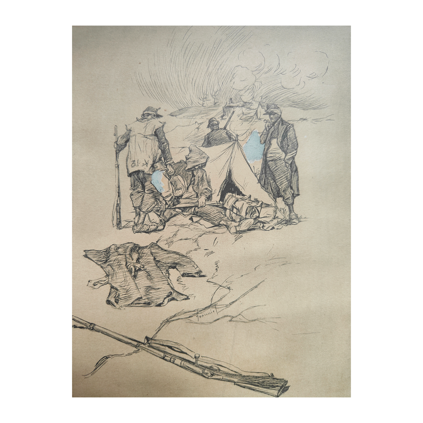 Scènes Militaires gravure Pierre Georges Jeanniot (1848-1934) soldats batailles et uniformes scènes historiques art graphique XIXe-XXe siècle