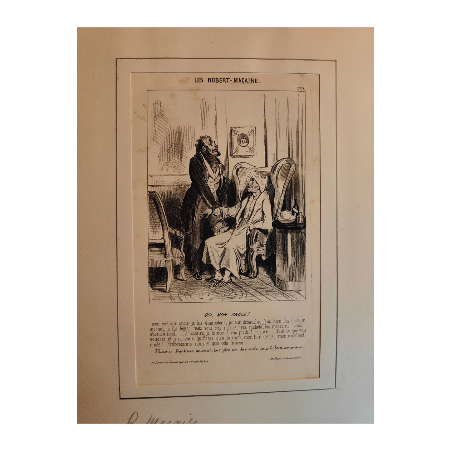 Les Robert Macaire n°23 lithographie Honoré Daumier personnage caricatural série emblématique art graphique XIXe siècle