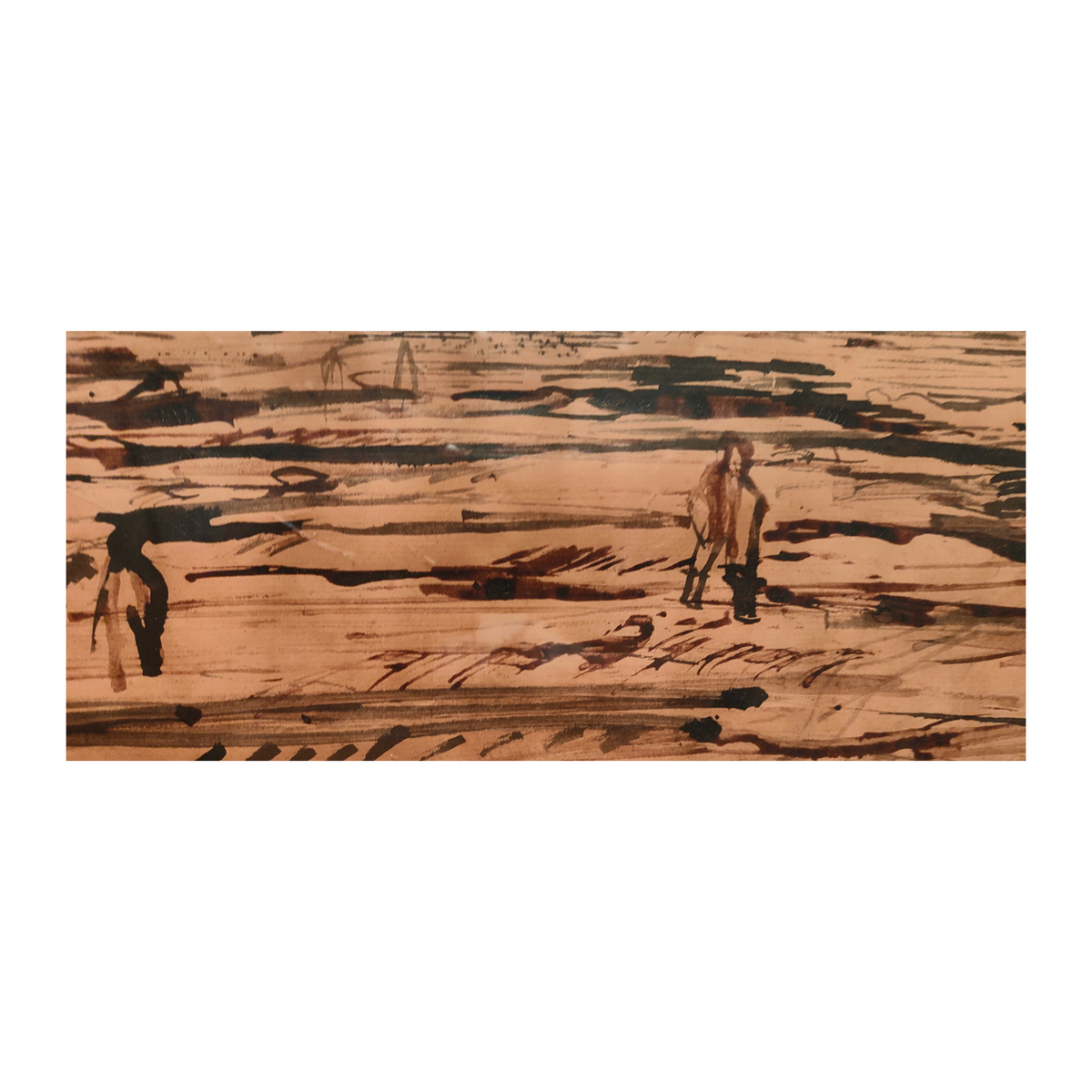 Dans le champs dessin encre Isaac Celnikier scène rurale paysage École de Paris art moderne français 500 euros