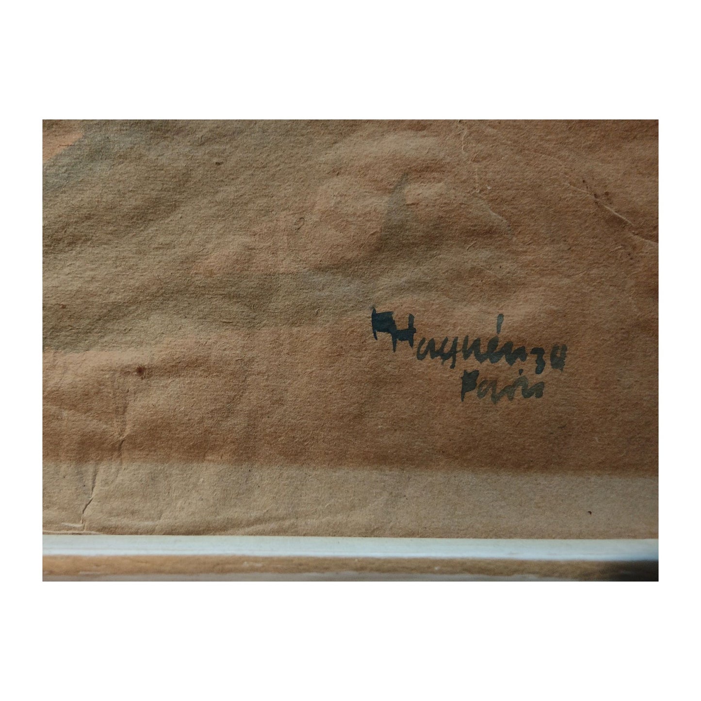 Aquarelle originale Musiciens de rue à Paris datée de 1934, signée mais non déchiffrée, scène parisienne vivante et colorée, œuvre encadrée sans verre.