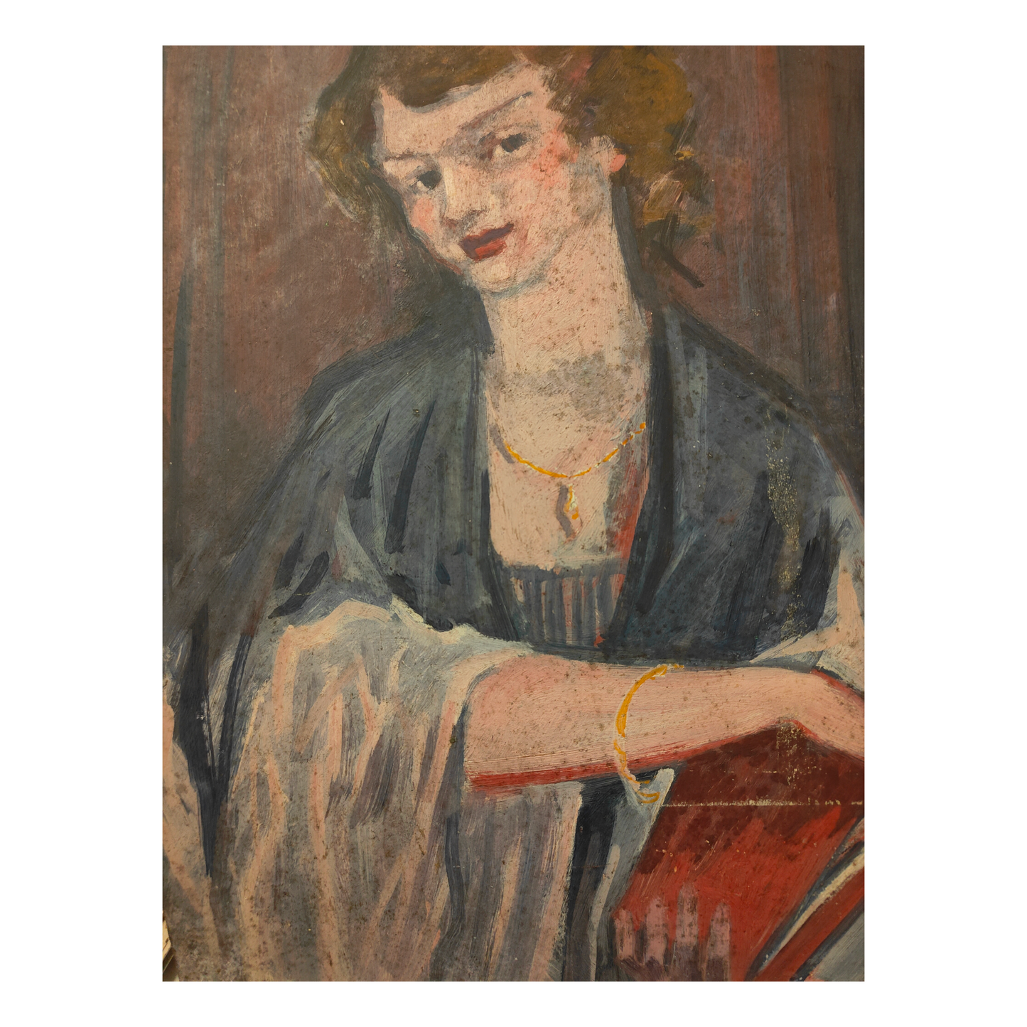 Portrait de femme huile sur carton Paul Schad-Rossa portrait féminin art moderne allemand 38x53 cm 550 euros