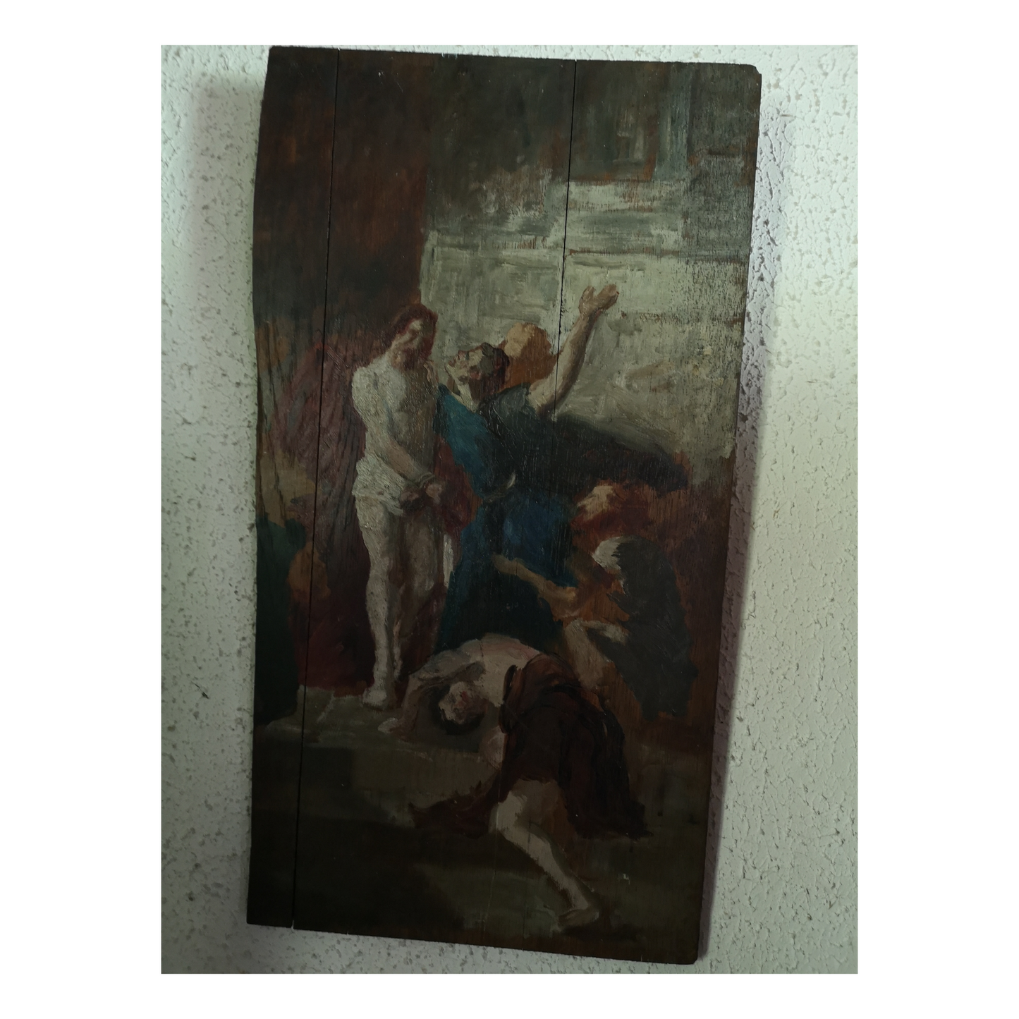 Christ aux Liens huile sur panneau Van Coppenole art religieux flamand 32x58 cm 700 euros