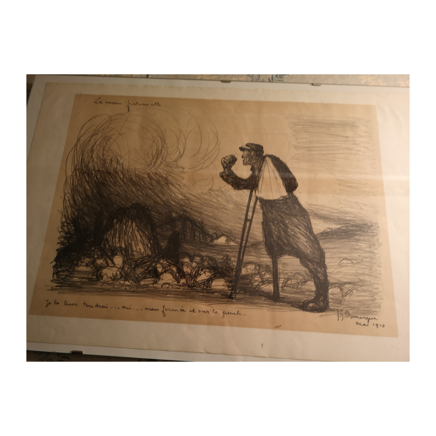 Vengeance ! (Guerre de 14) lithographie Jean Gabriel Domergue scène militaire Première Guerre mondiale soldats et affrontement art graphique