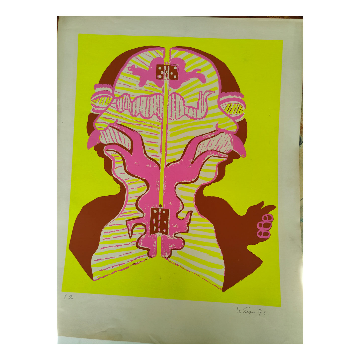 L'Homme Ouvert lithographie Hugh Weiss figure humaine composition expressive art contemporain graphique