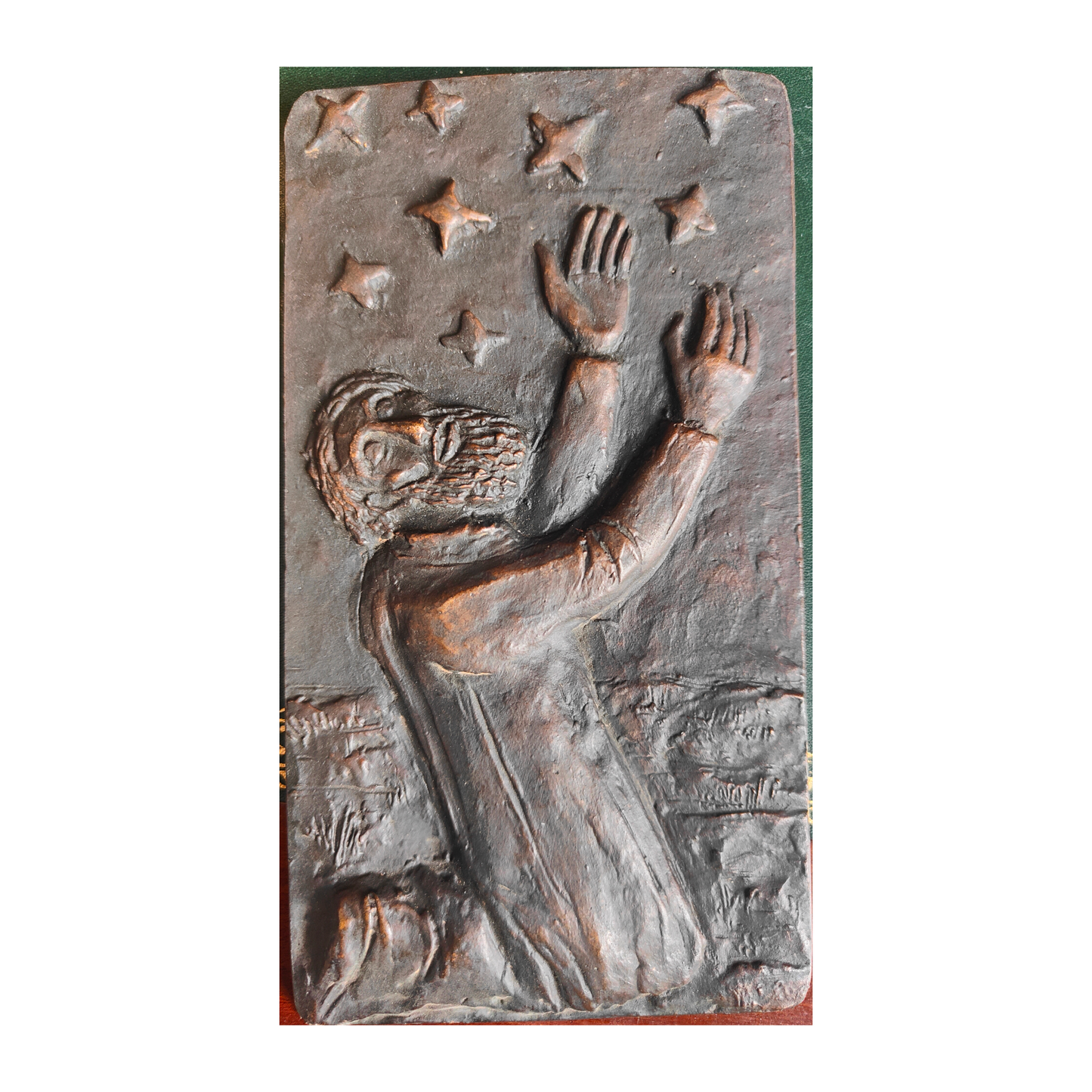 Un orant plaque bronze Kurt Lehmann art religieux sculpture allemande triptyque 10x18 cm 150 euros