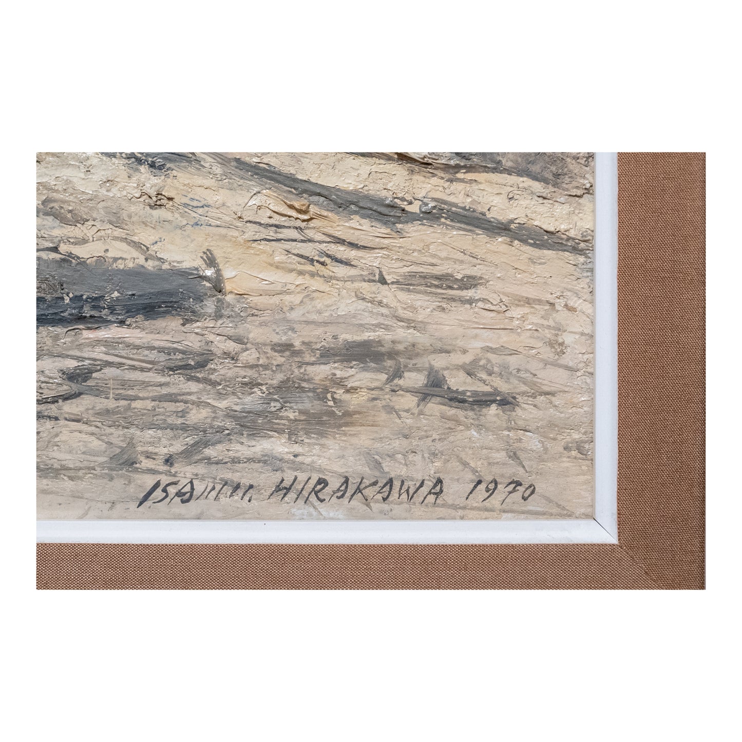 Paris sous la neige huile sur toile Isamu Hirakawa paysage urbain parisien hiver 1970 84x69 cm 800 euros signature signe