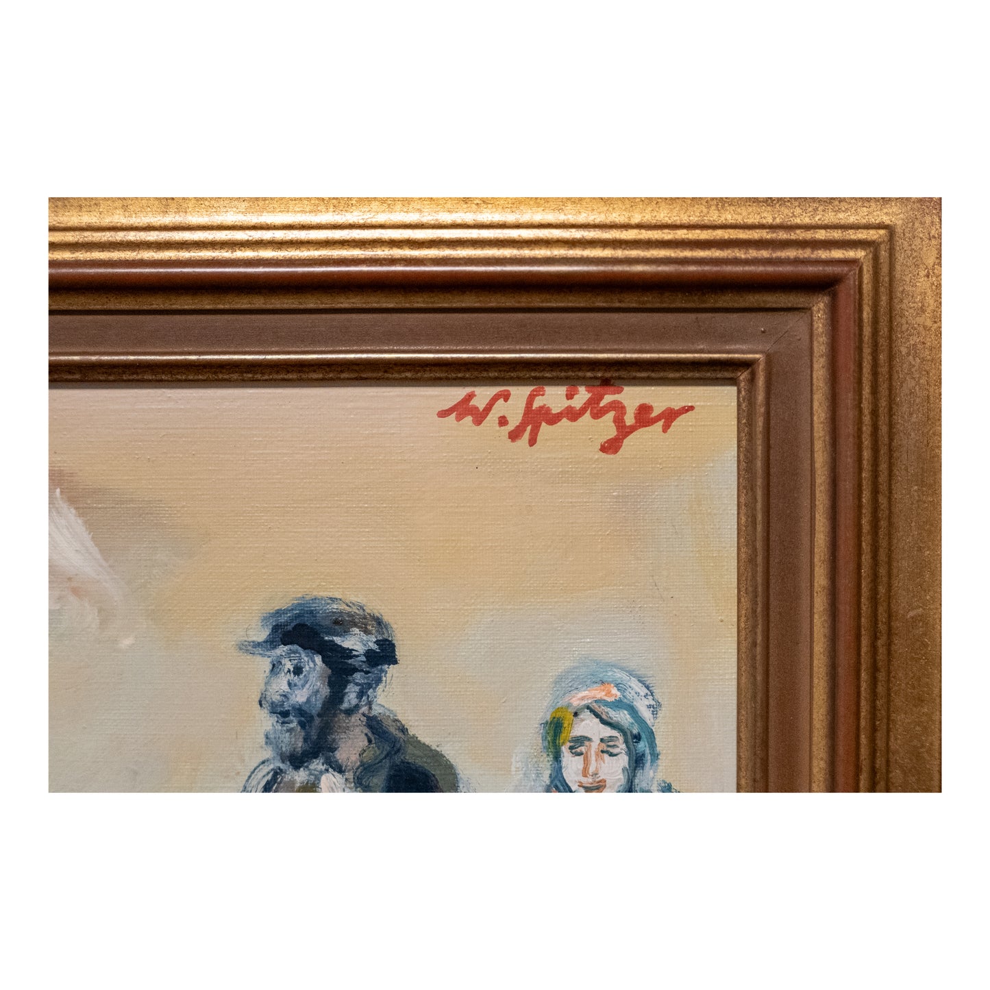 Le Retour huile sur toile Walter Spitzer scène narrative art moderne français 27x35 cm 800 euros signature