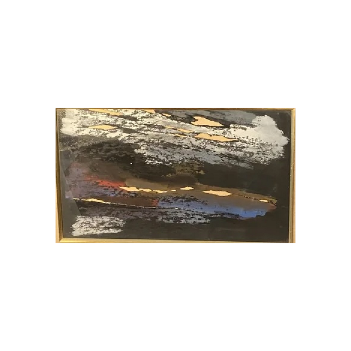 Composition gouache mixte Georges Van Haardt art abstrait moderne École de Paris 32x54 cm authentique