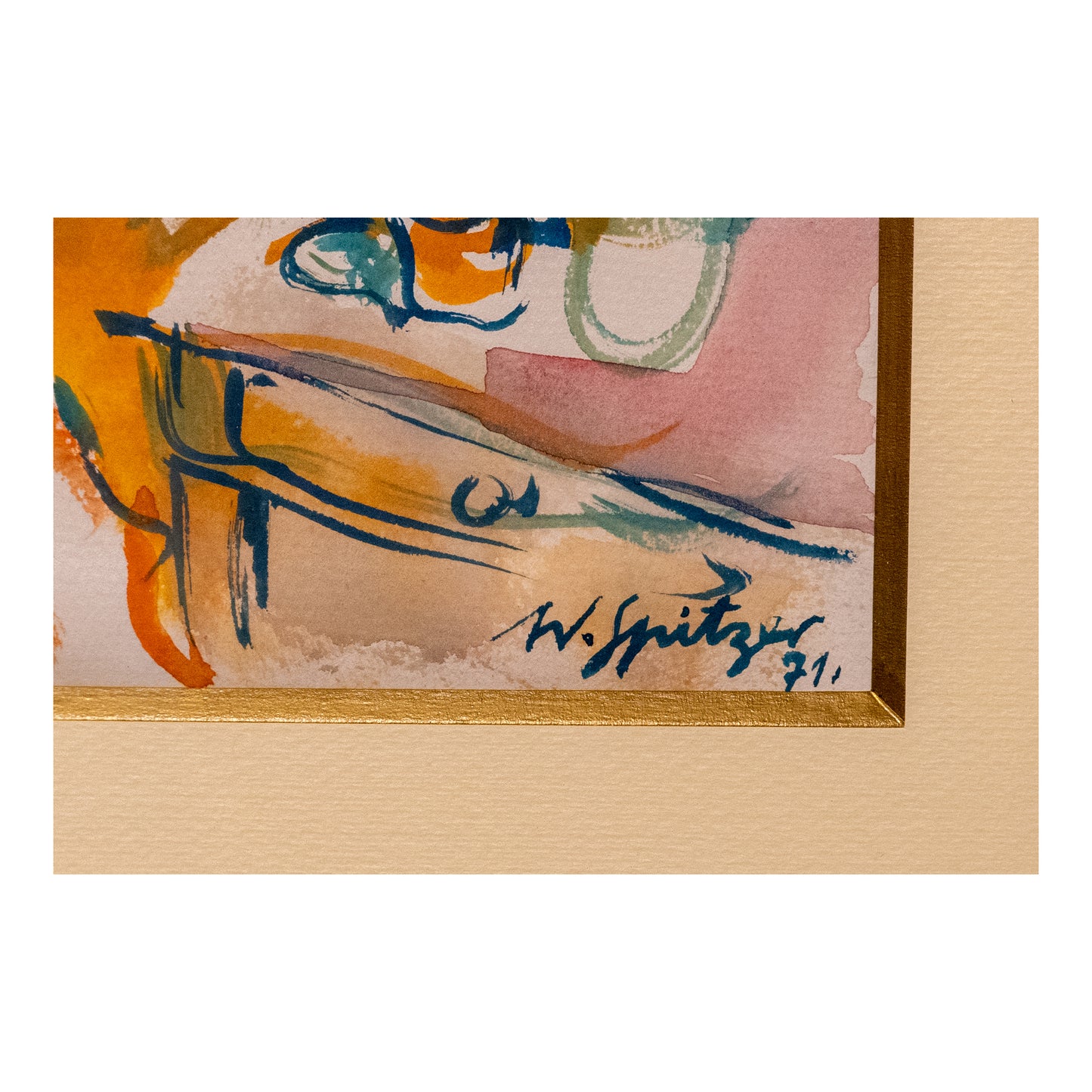 Le Peintre aquarelle Walter Spitzer scène d'atelier art moderne français 50x60 cm authentique