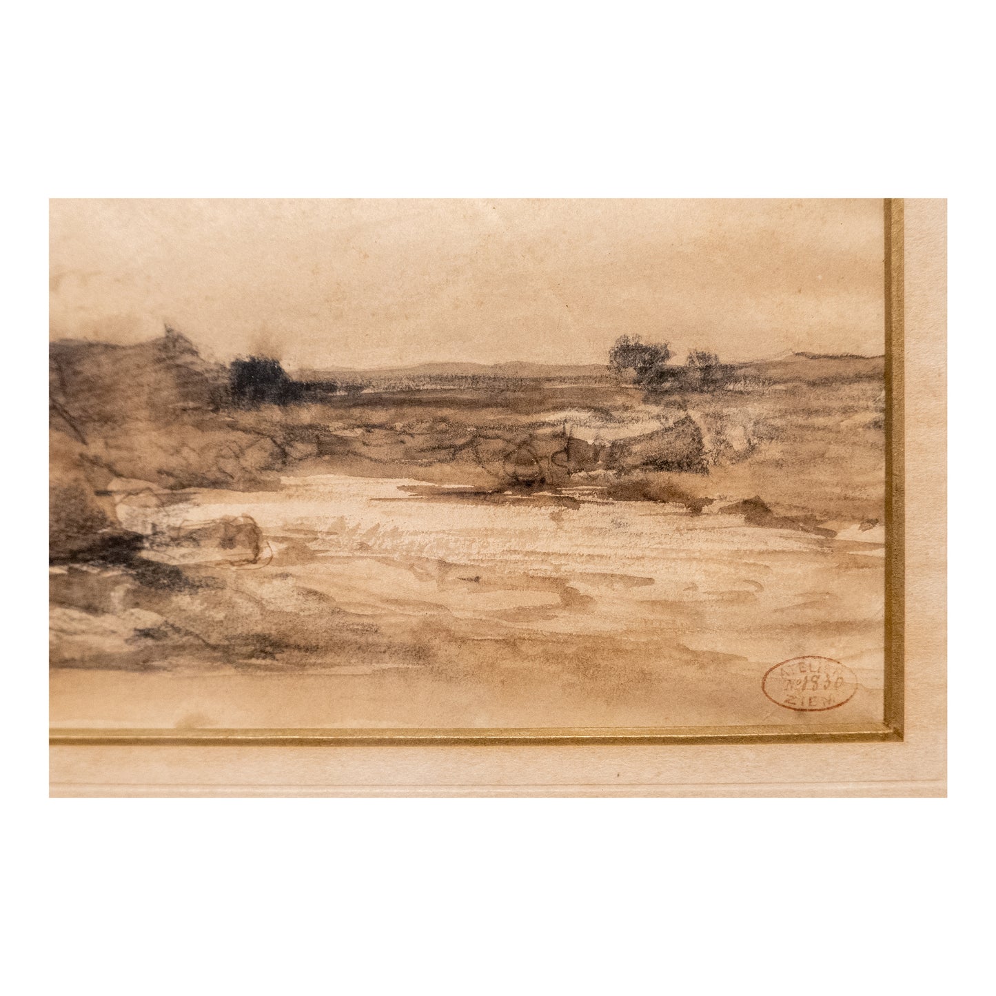 Bord de côte dessin lavis Félix Ziem paysage marin côte méditerranéenne art français XIXe siècle authentique