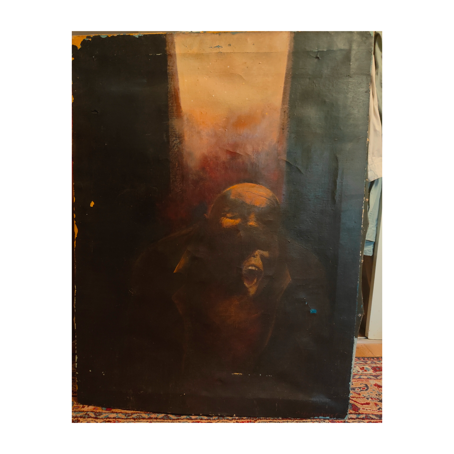 Métamorphose Homme huile sur toile Janusz Lewandowski art contemporain expressionnisme 1975 68x89 cm 950 eurosRetry