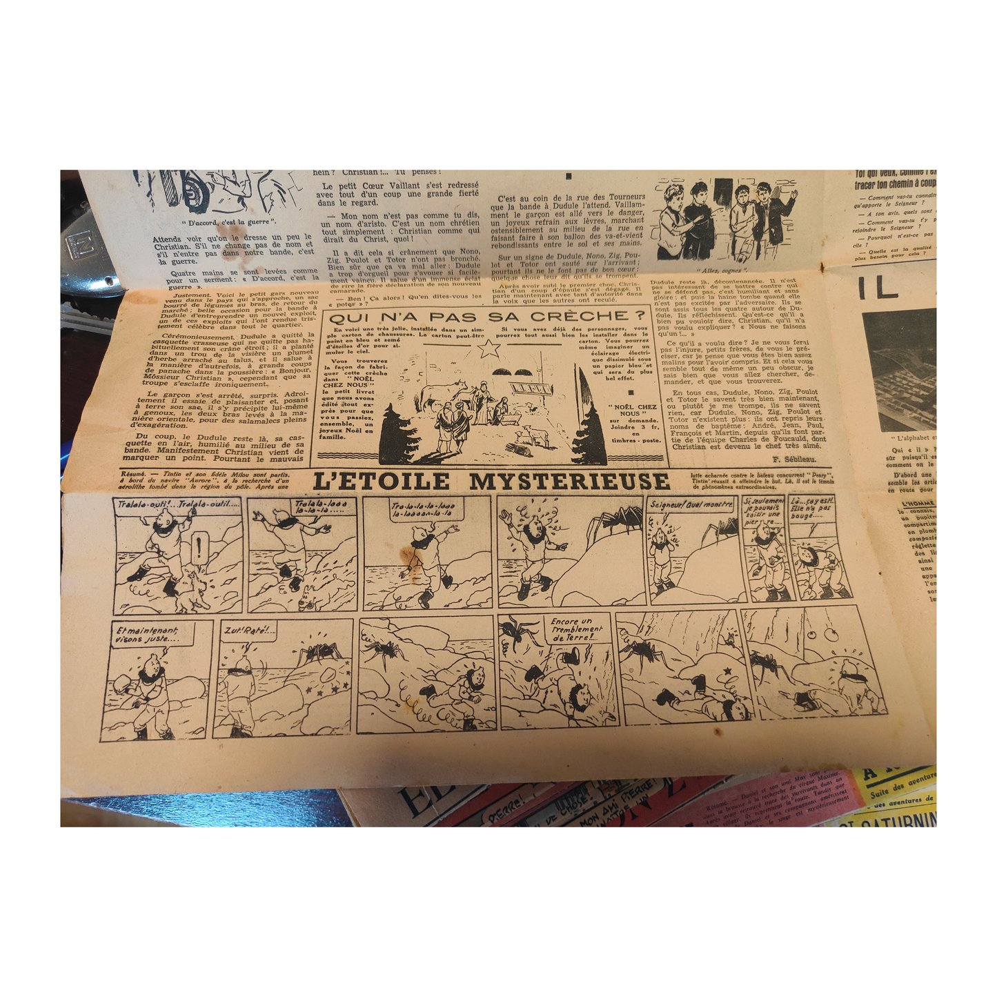 Cœurs Vaillants 1943 Tintin L'Étoile mystérieuse Le Crabe aux pinces d'or bande dessinée Hergé collection année complète authentique