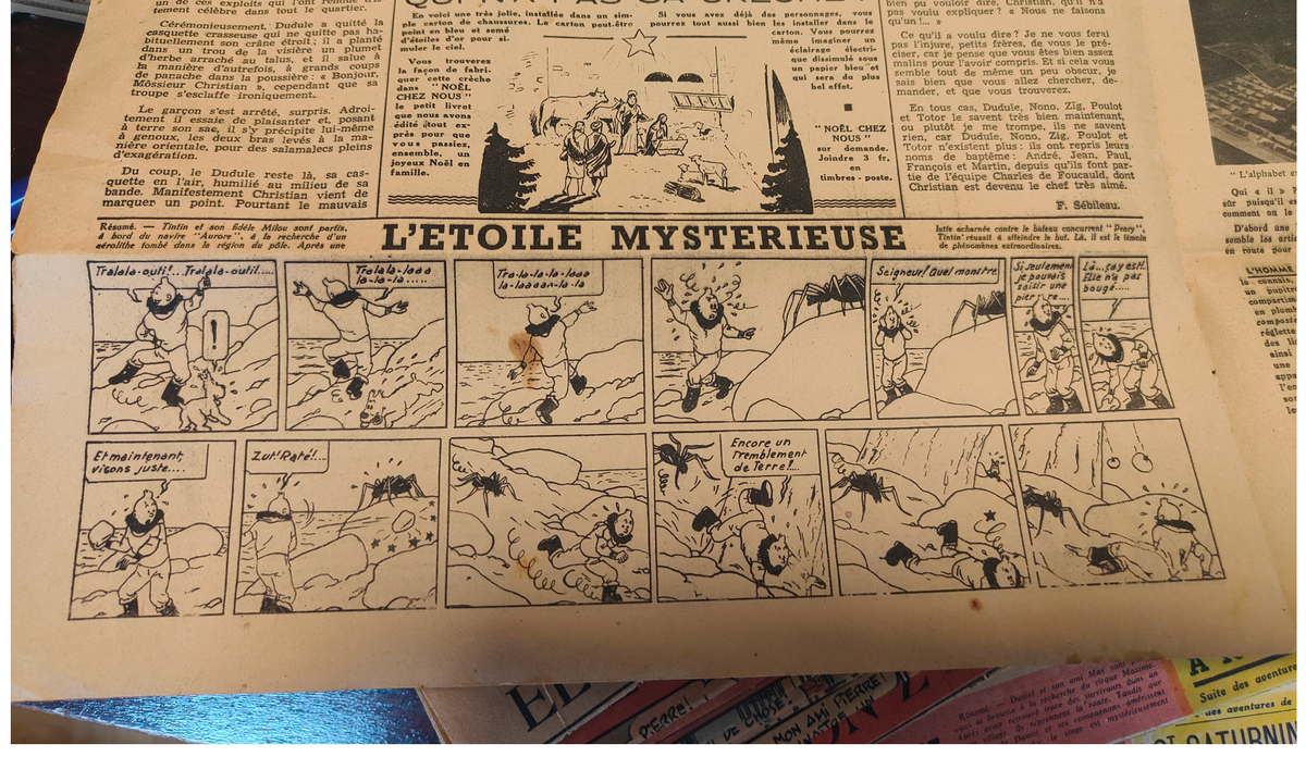 Cœurs Vaillants 1943 Tintin L'Étoile mystérieuse Le Crabe aux pinces d'or bande dessinée Hergé collection année complète authentique