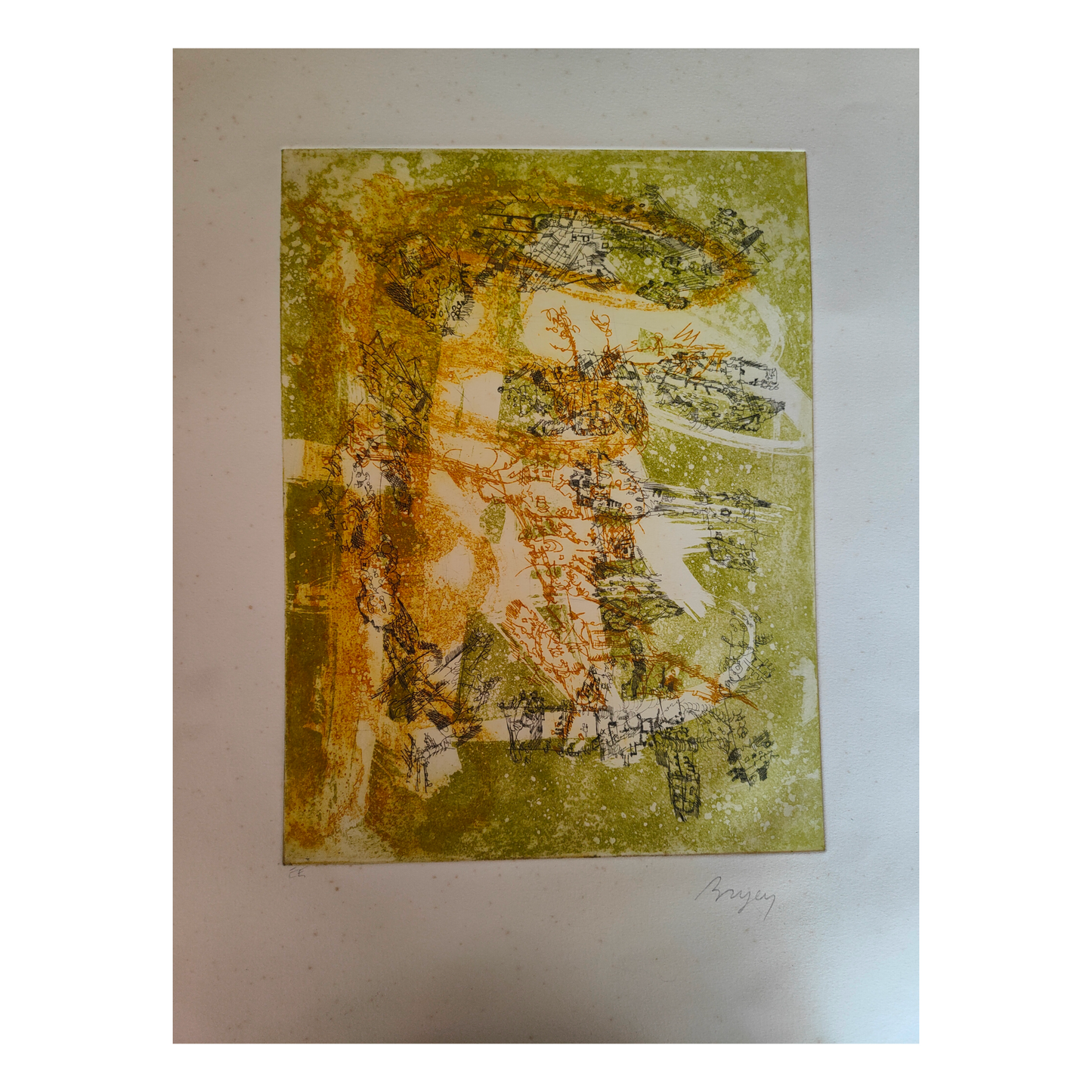 Composition eau-forte Camille Bryen art abstrait informel École de Paris 1907-1977 65x51 cm 350 euros