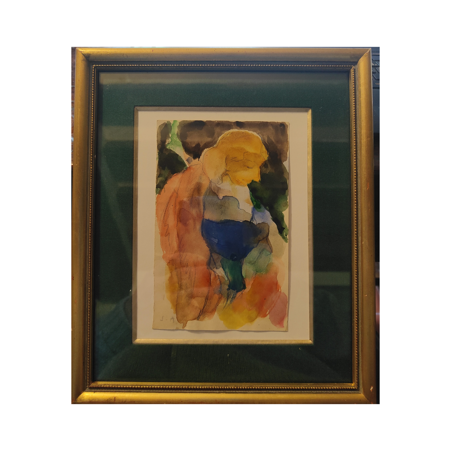 Portrait de femme aquarelle Jules Adler portrait féminin art français réalisme social 22x26 cm 450 euros