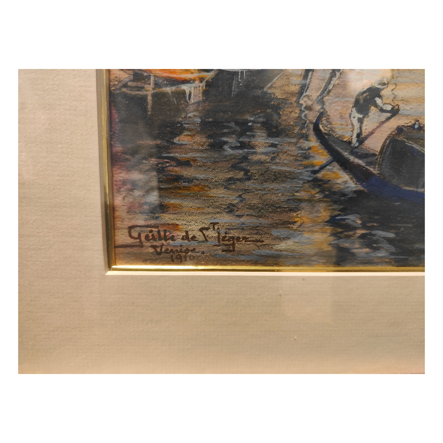 Venise aquarelle gouachée Léon Geille de Saint-Léger paysage vénitien art français 1910 31x21 cm authentique