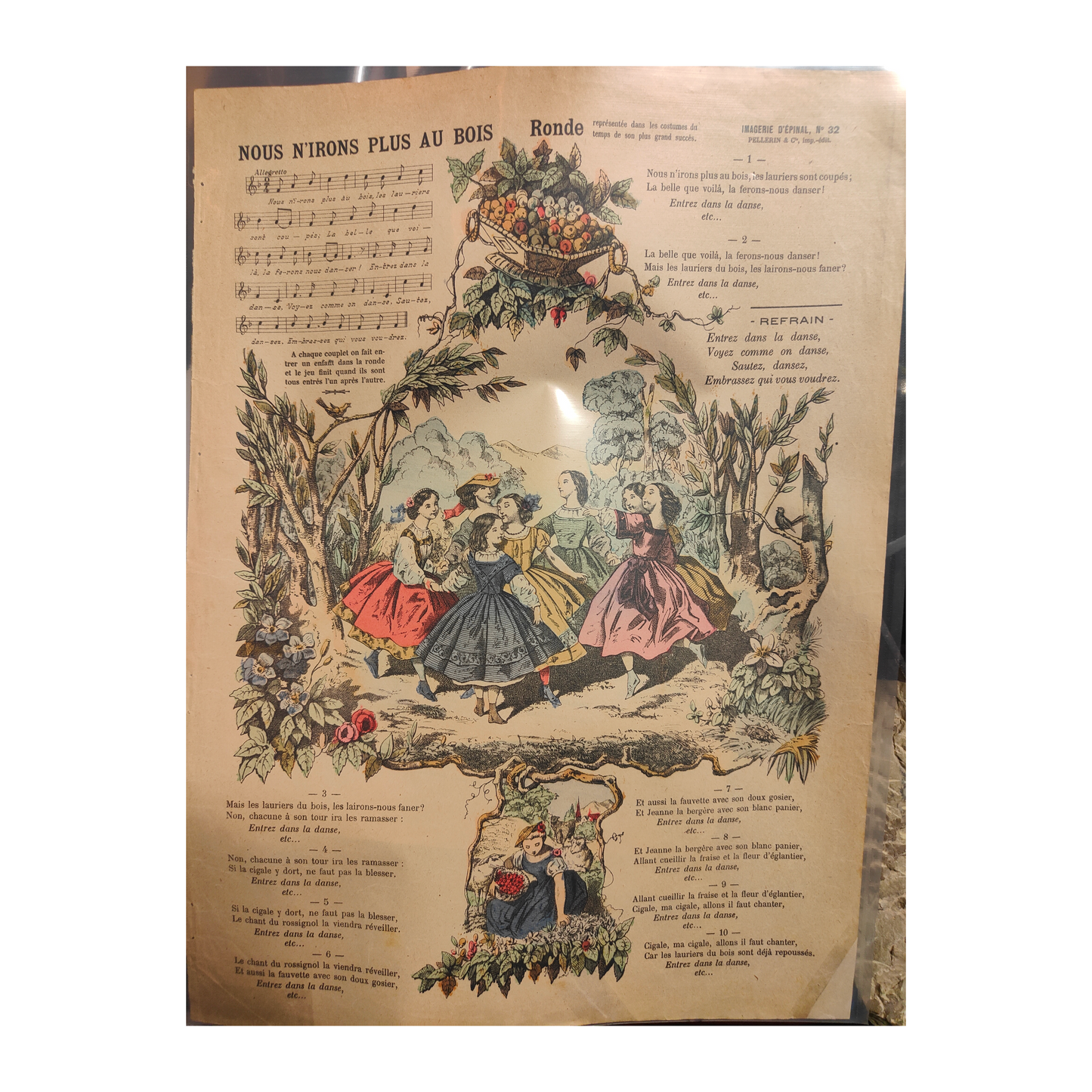 Nous n'irons plus au bois image d'Épinal Pellerin paroles partition chanson populaire française XIXe siècle authentique