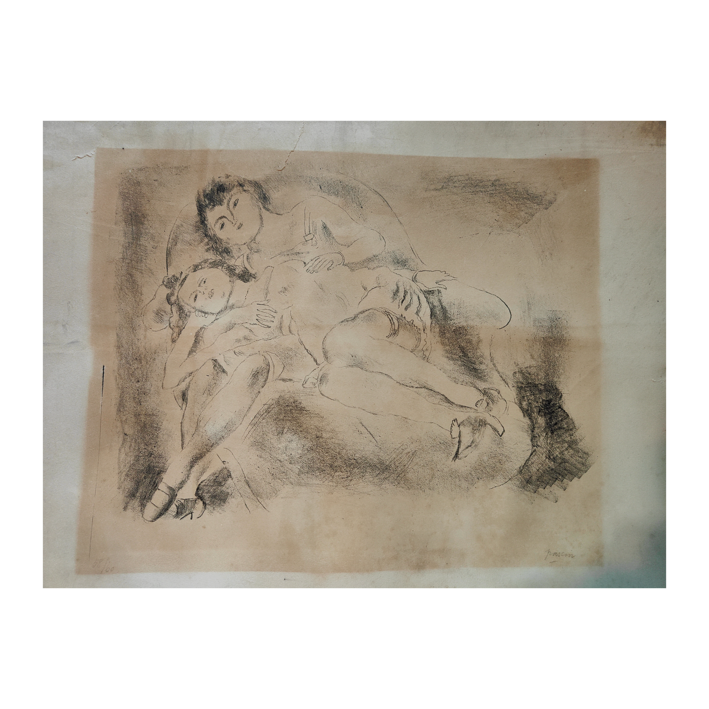 Homme courant gravure Dessaigne figure en mouvement art moderne français 55x44 cm authentiqueRetry