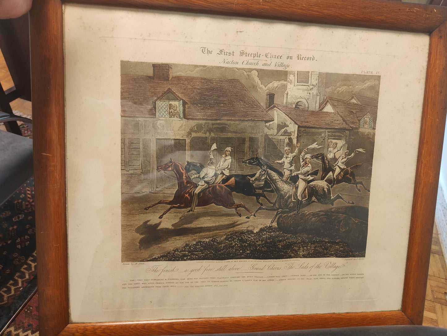 The first steeple chace on record-nacton church and village -Atken pinx- Harris imp