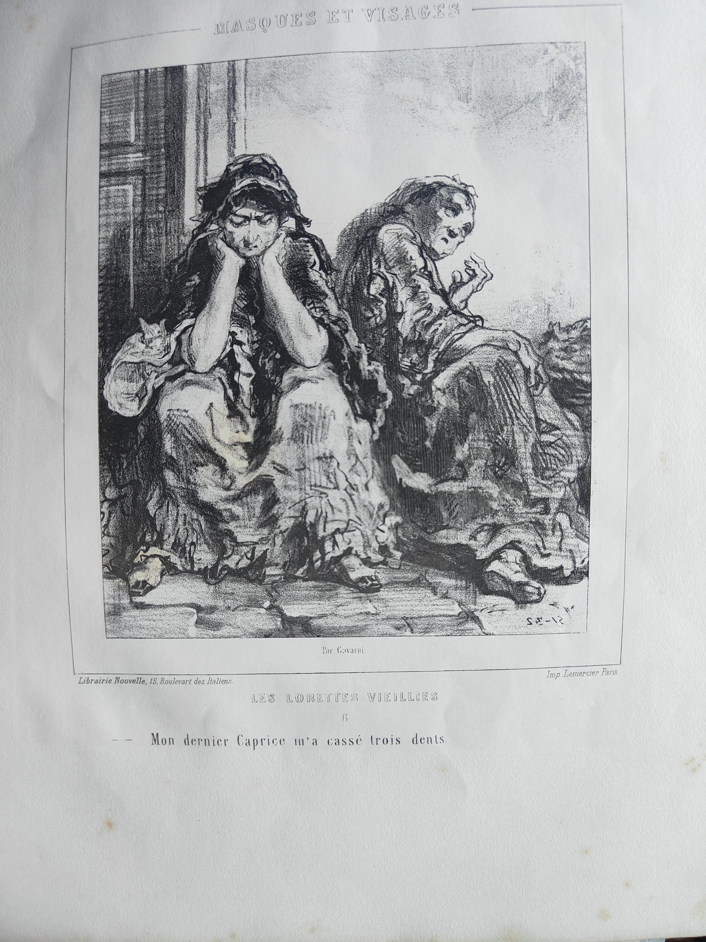 Les Lorette Vieillies série de 5 lithographies Paul Gavarni personnages féminins scènes de rue art graphique XIXe siècle