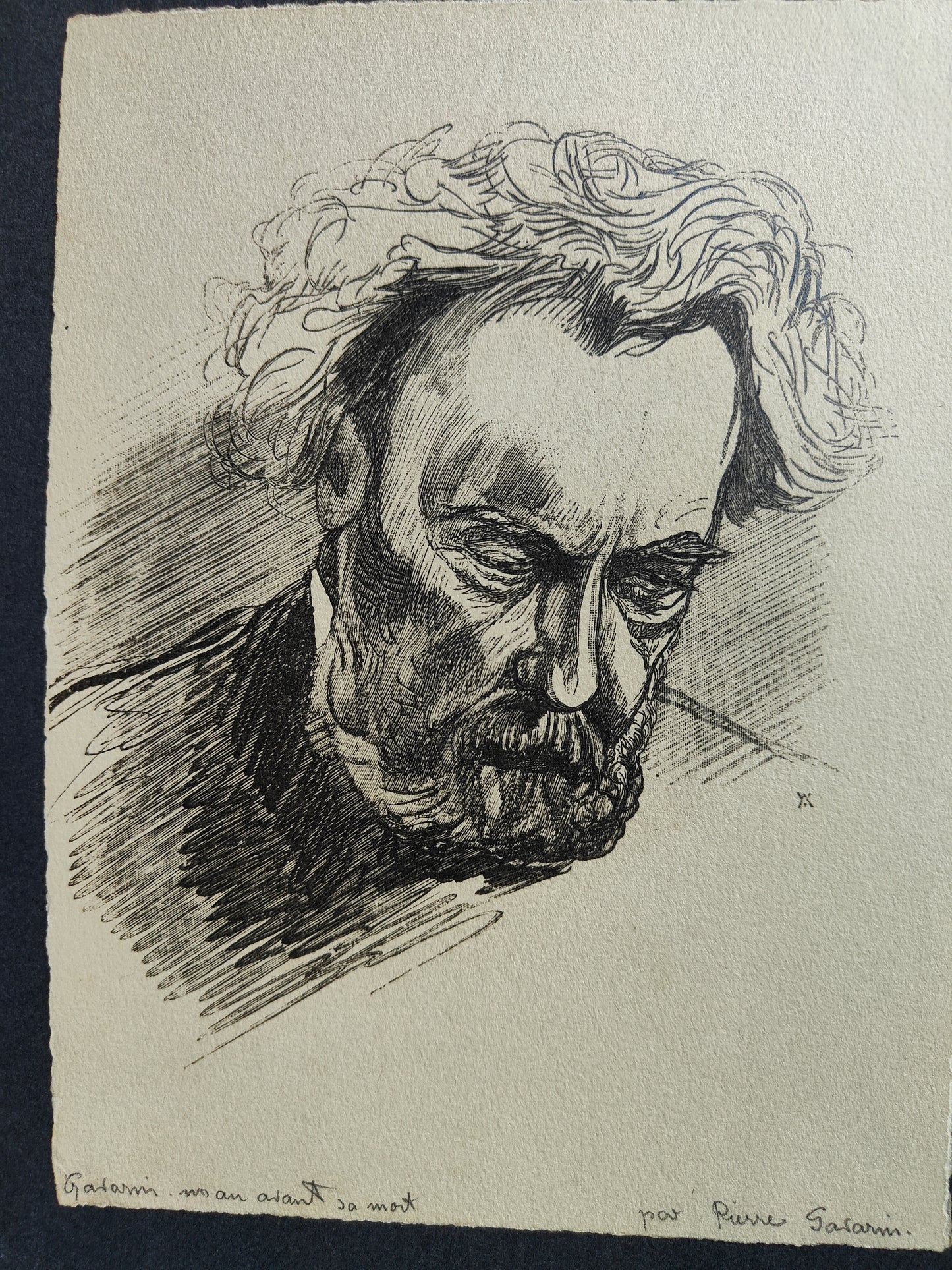 Portrait de Paul Gavarni un an avant sa mort gravure Pierre Gavarni fils portrait du peintre art graphique XIXe siècle
lithographie