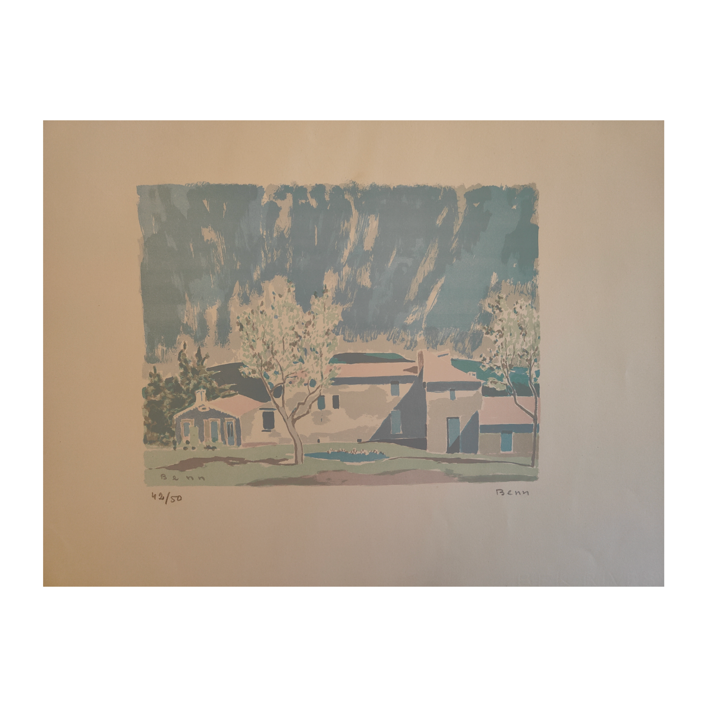 Œuvre Paysage de Benn (Bentsion Rabinowicz), composition sensible et moderne, pièce originale recherchée par les amateurs d’art du XXᵉ siècle.