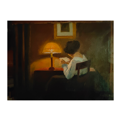 Femme lisant huile sur toile portrait féminin scène de lecture art moderne 300 euros