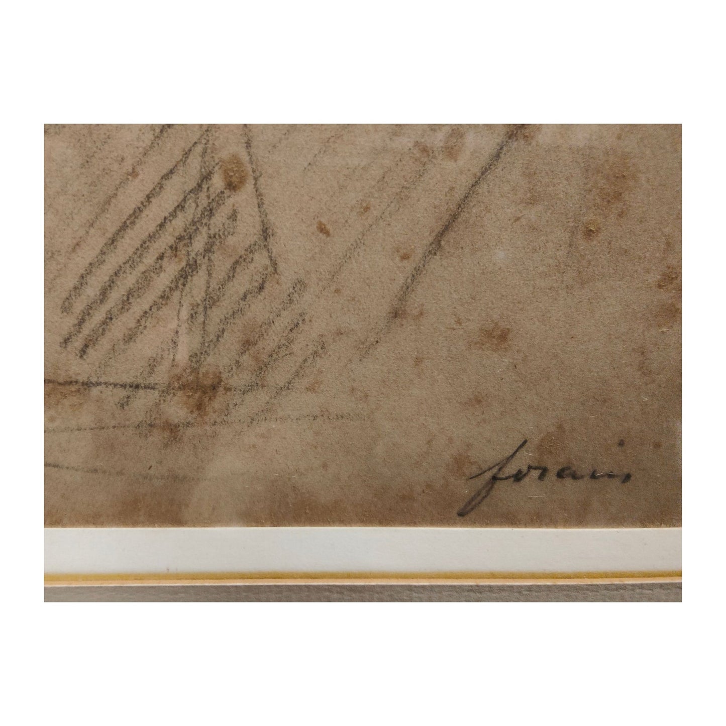  Dessin ancien "La Conversation" de Jean-Louis Forain, légèrement jauni, bien encadré 