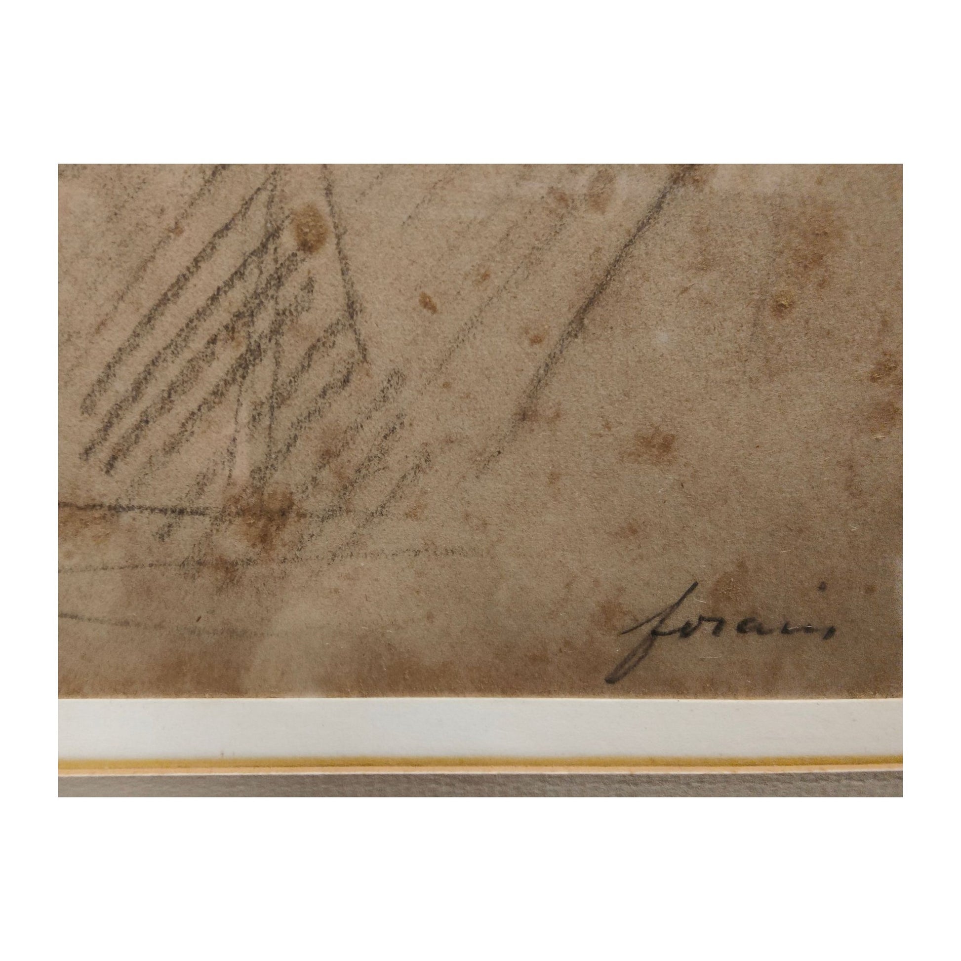  Dessin ancien "La Conversation" de Jean-Louis Forain, légèrement jauni, bien encadré 