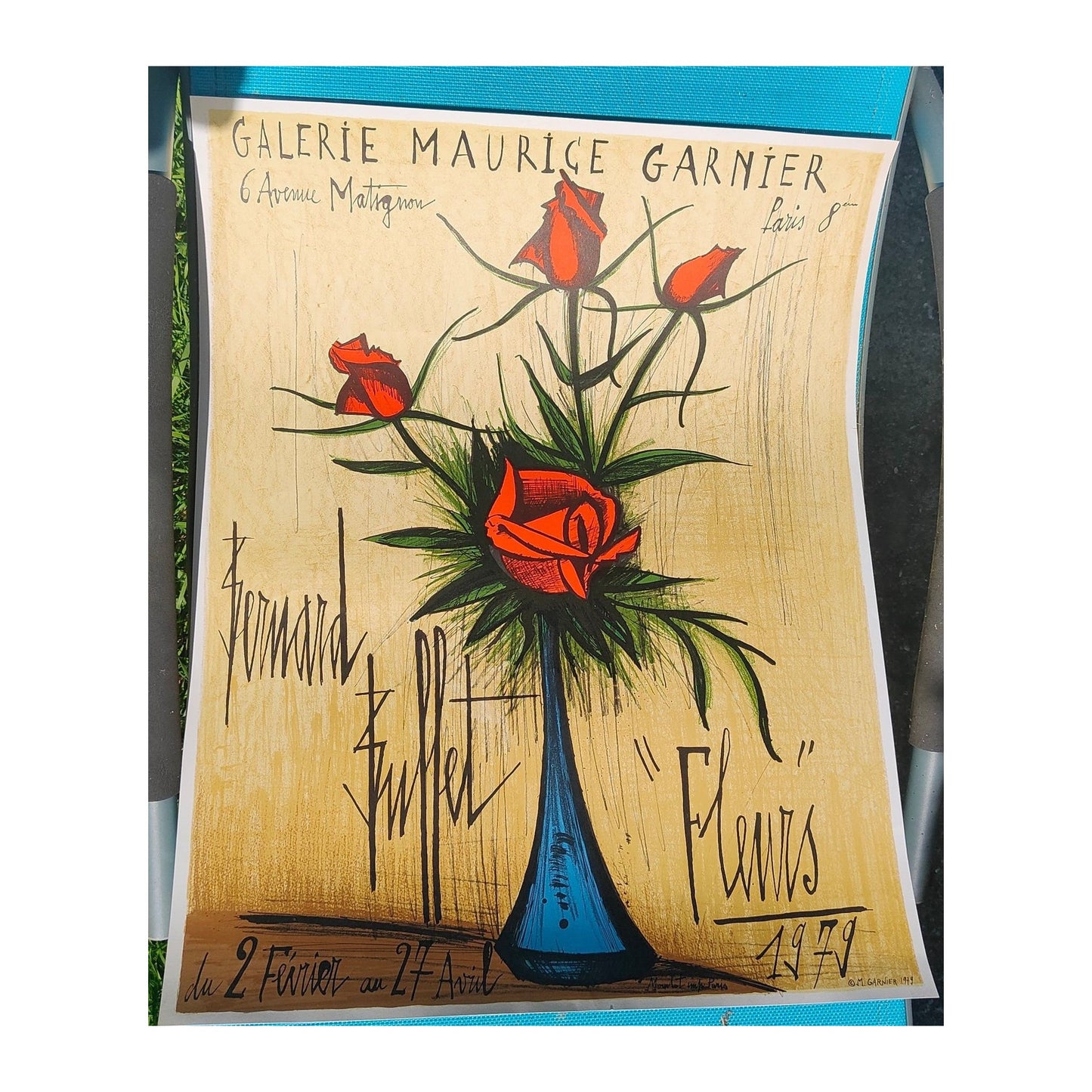 Image traitée - affiche d'exposition de Bernard Buffet- Garvnier- Fleurs