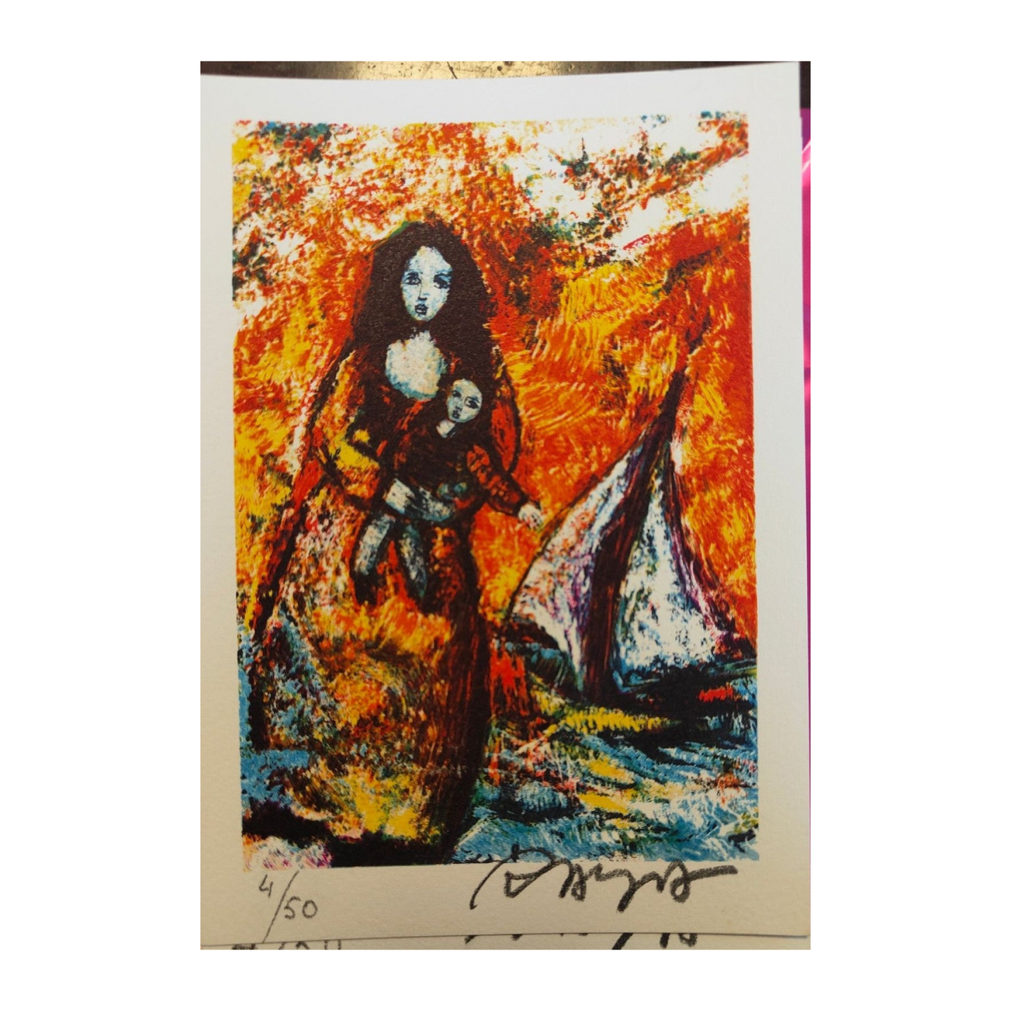 Suite de 16 cartes lithographiées en couleurs de Raya Sorkine, lithographies originales signées au crayon et numérotées 4/50, ensemble d’estampes non encadrées.

