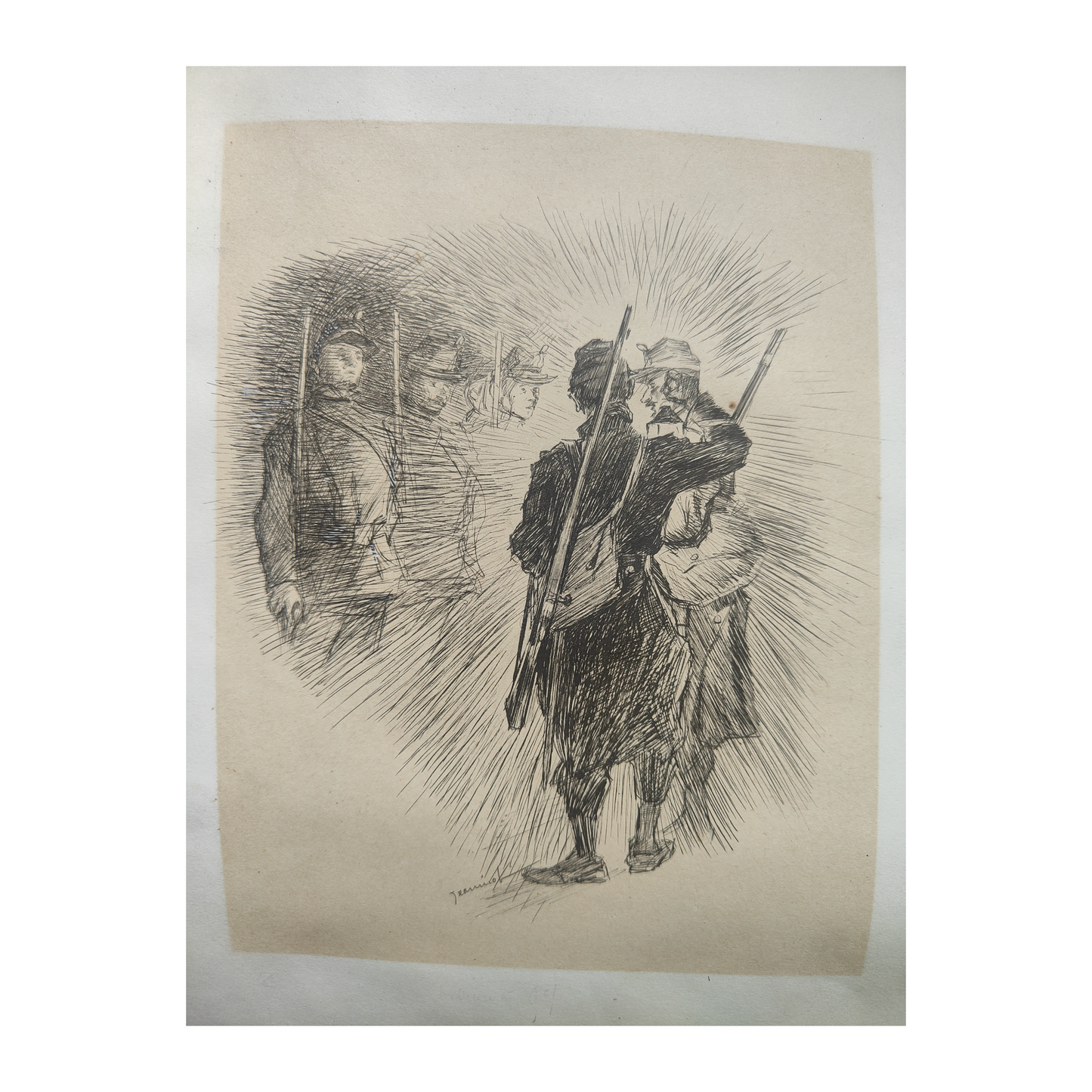 Scènes Militaires gravure Pierre Georges Jeanniot (1848-1934) soldats batailles et uniformes scènes historiques art graphique XIXe-XXe siècle
