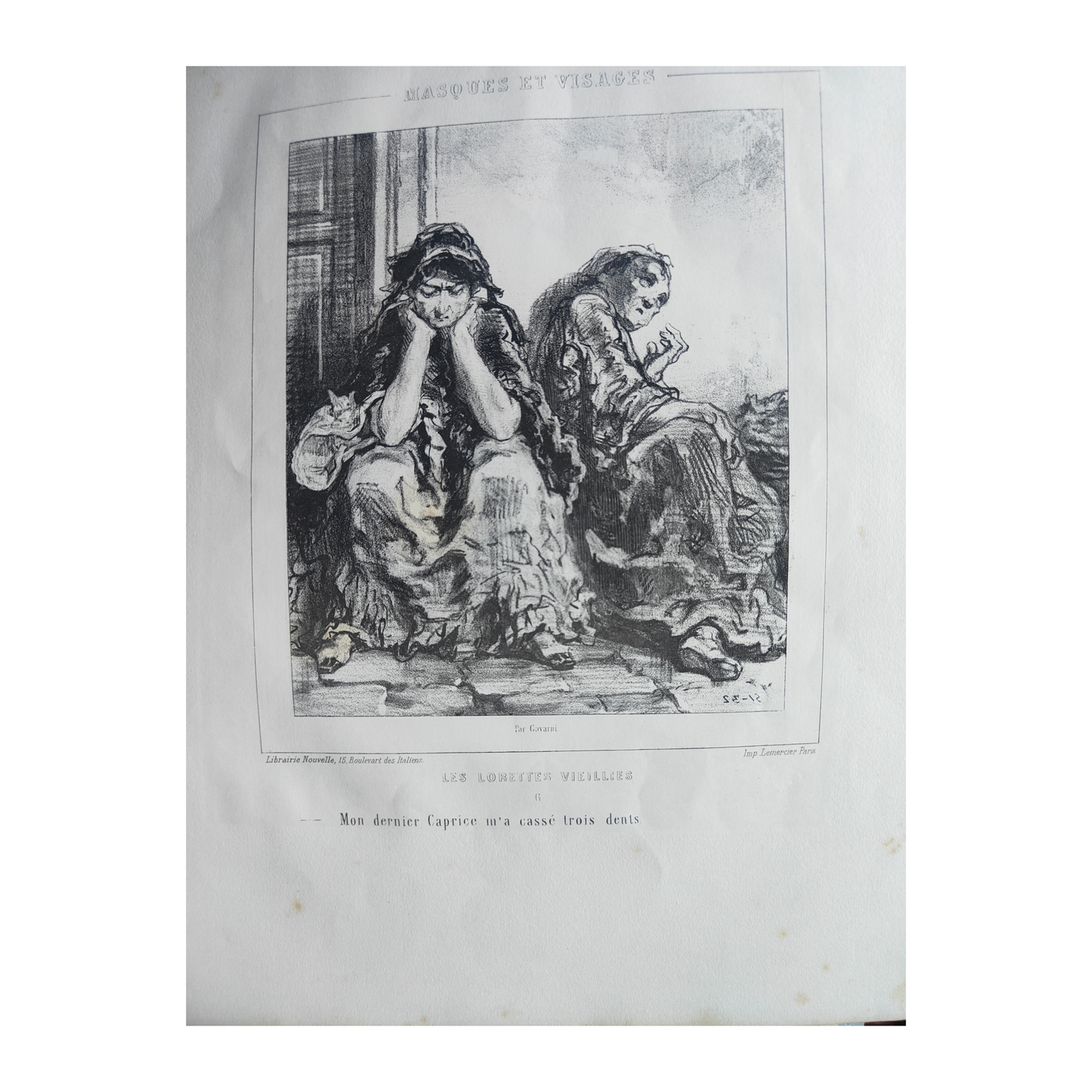 Les Lorette Vieillies série de 5 lithographies Paul Gavarni personnages féminins scènes de rue art graphique XIXe siècle
