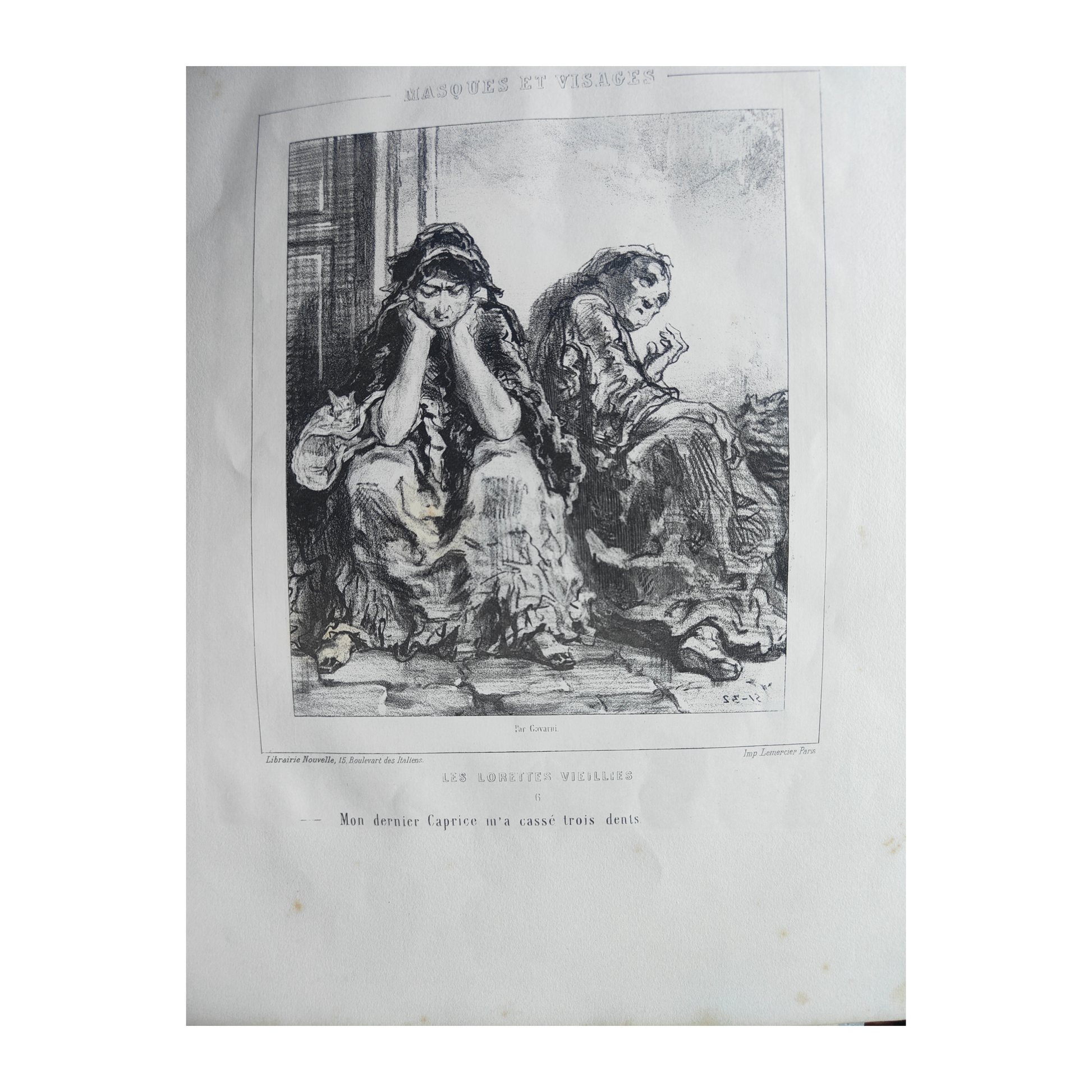 Les Lorette Vieillies série de 5 lithographies Paul Gavarni personnages féminins scènes de rue art graphique XIXe siècle

