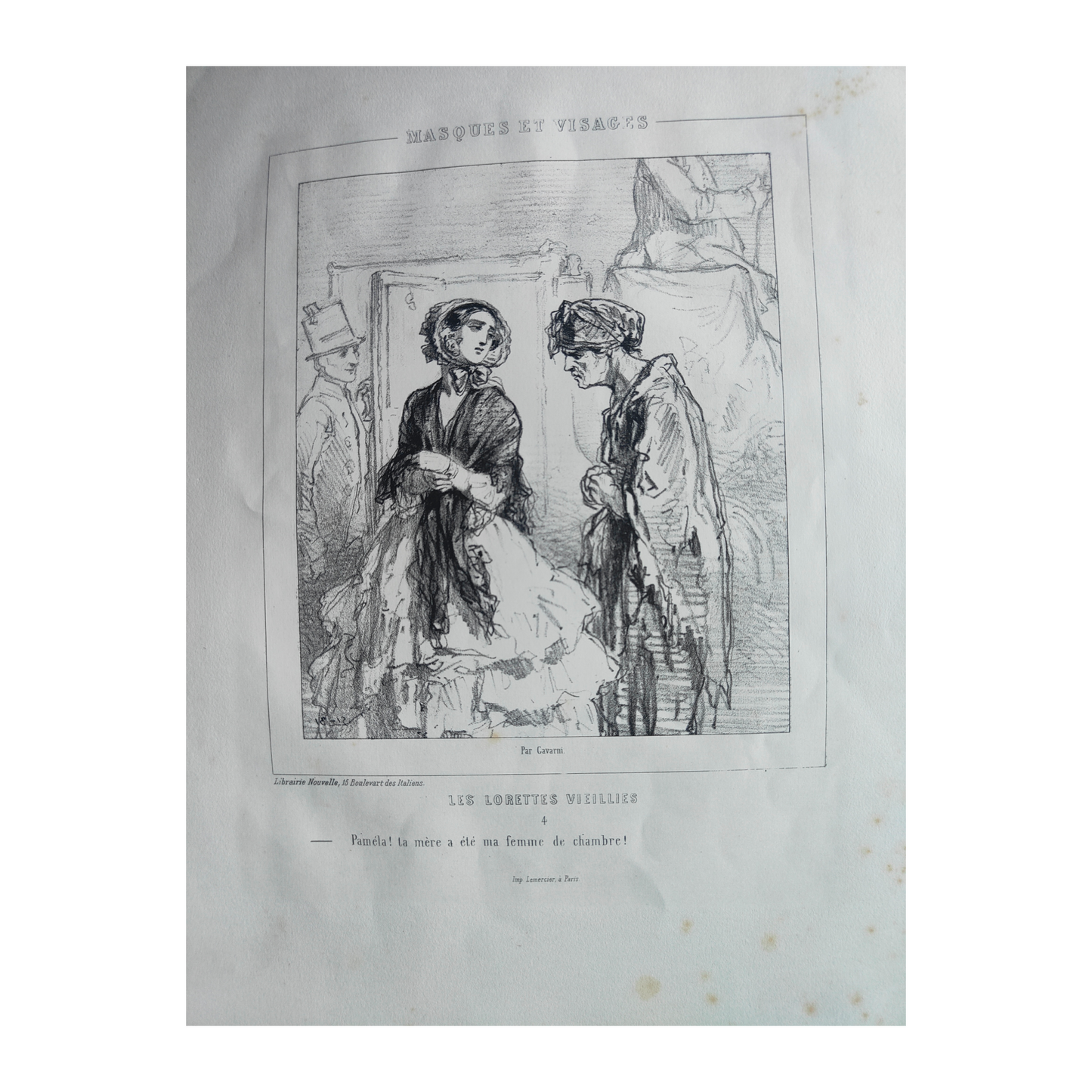 Les Lorette Vieillies série de 5 lithographies Paul Gavarni personnages féminins scènes de rue art graphique XIXe siècle
