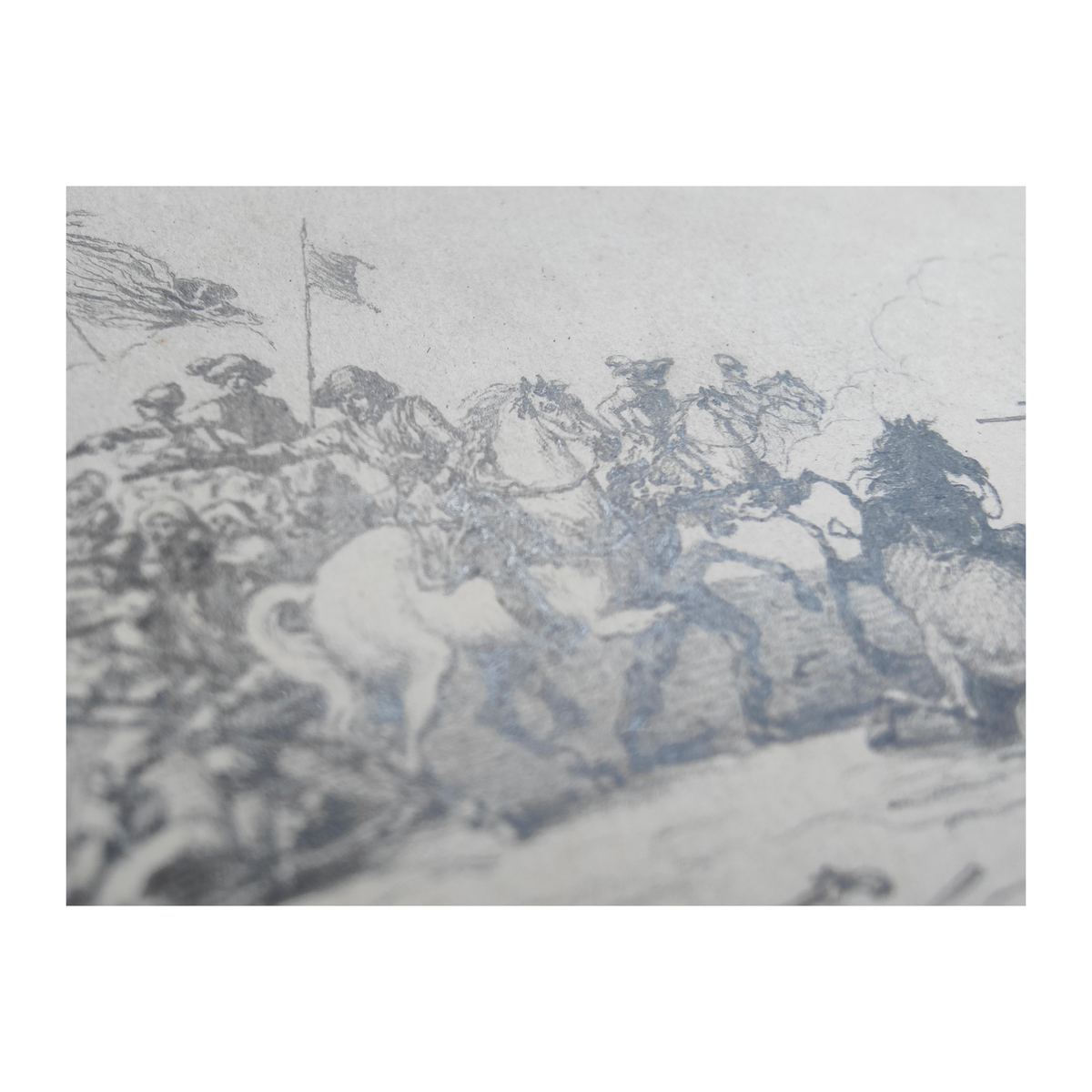 Choc de cavalerie contre les troupes russes (Cosaques et Bachkirs) – Dessin original au graphite - Nicolas-Toussaint CHARLET (1792-1845) –