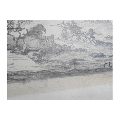 Choc de cavalerie contre les troupes russes (Cosaques et Bachkirs) – Dessin original au graphite - Nicolas-Toussaint CHARLET (1792-1845) –