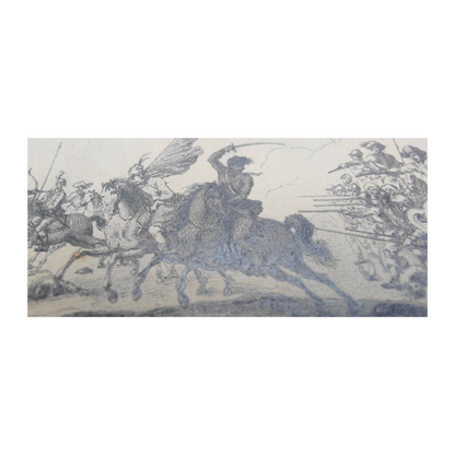 Choc de cavalerie contre les troupes russes (Cosaques et Bachkirs) – Dessin original au graphite - Nicolas-Toussaint CHARLET (1792-1845) –