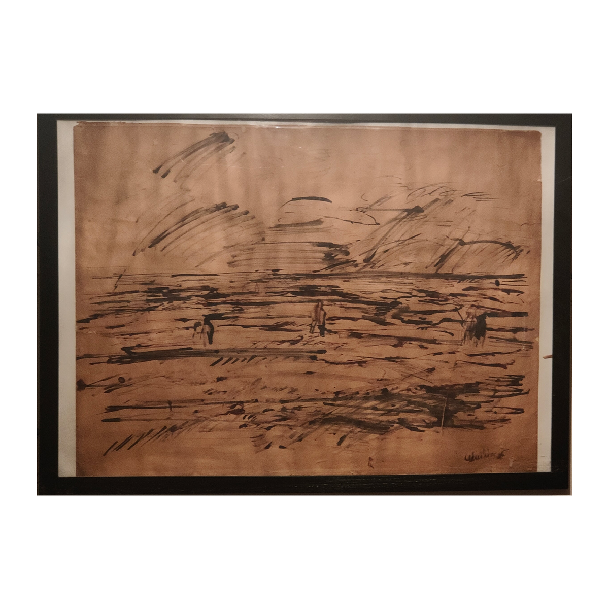 Dans le champs dessin encre Isaac Celnikier scène rurale paysage École de Paris art moderne français 500 euros
