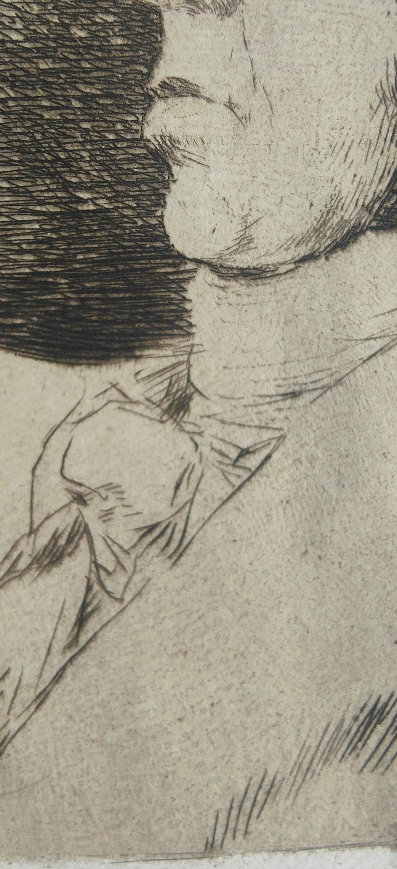Image traitée - Eau-forte de Francisco de Goya autoportrait- les caprices– Cadre ancien XIXe