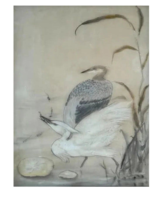 Image traitée - deux echassiers- ShunkoDeshima (1897-1940)