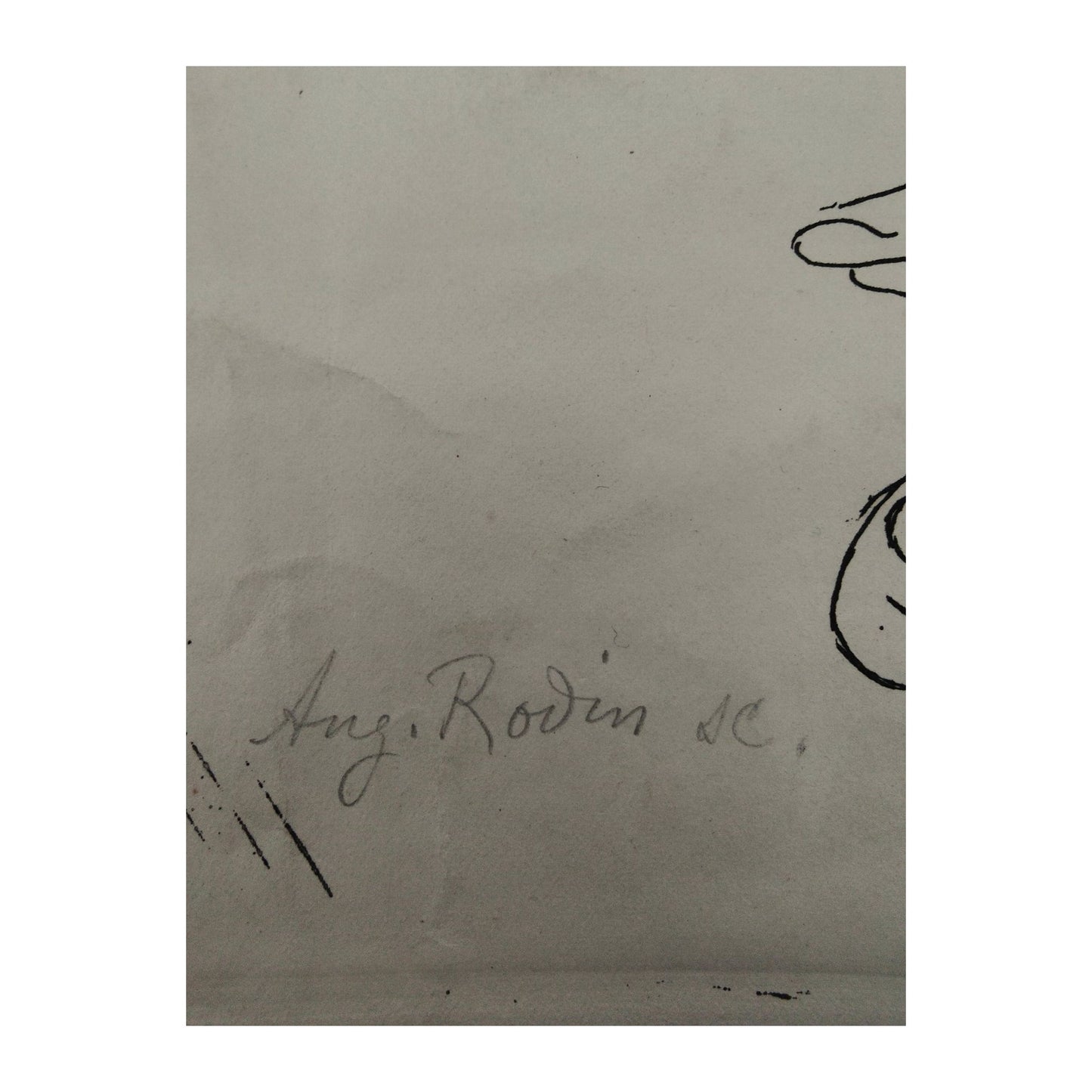 Pointe sèche originale Couple enlacé signée par Jeanne Bardey et Auguste Rodin, œuvre délicate et expressive, non encadrée, rare pièce d’atelier à collectionner.