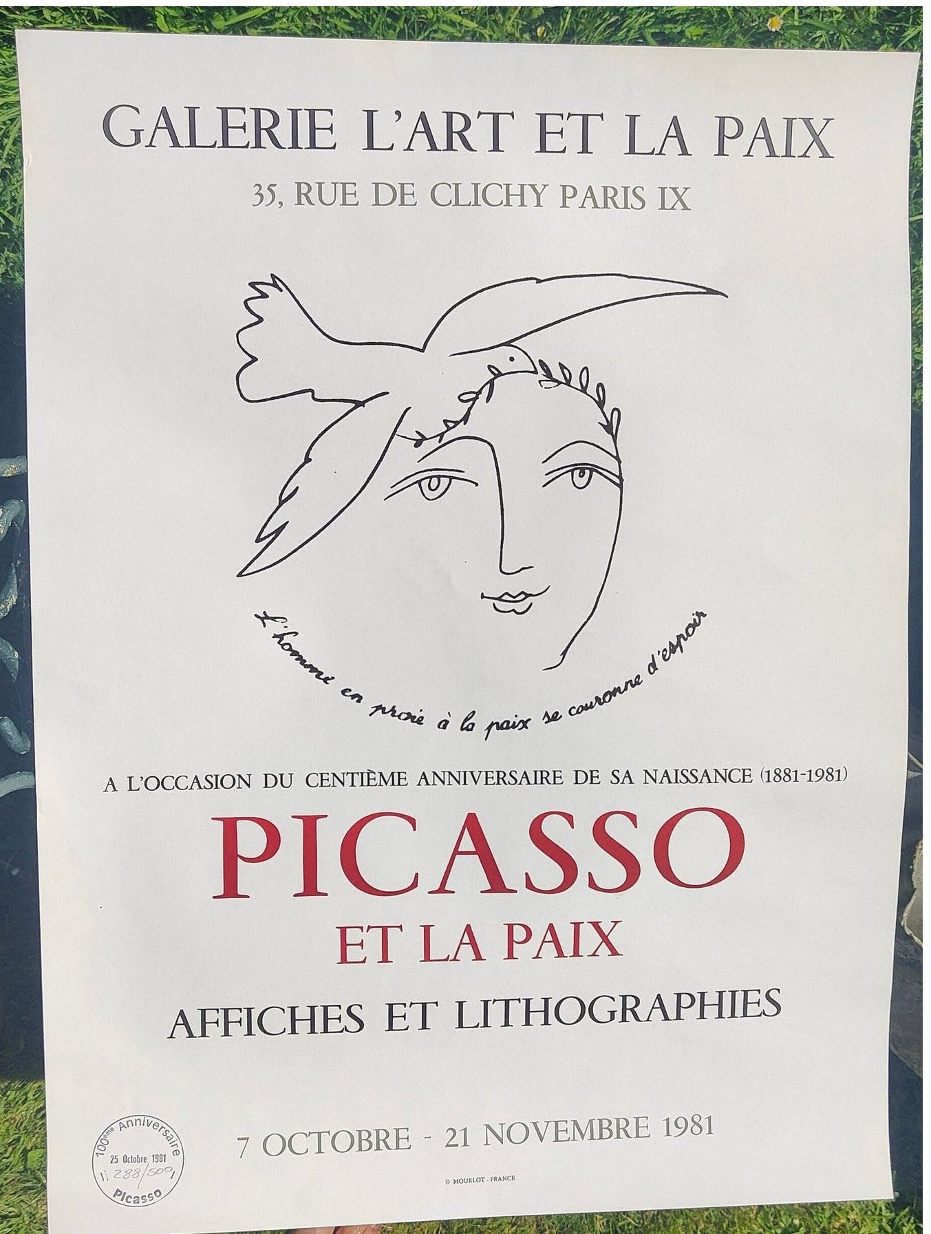 Image traitée - Affiche exposition Picasso et la paix-Mourlot