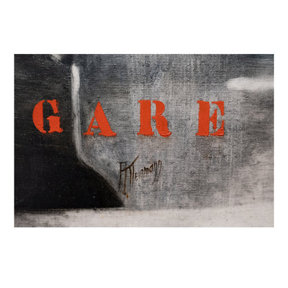 Gare numéro 1 huile sur toile Alain Kleinmann architecture industrielle 195x100 cm art contemporain français 3000 euros